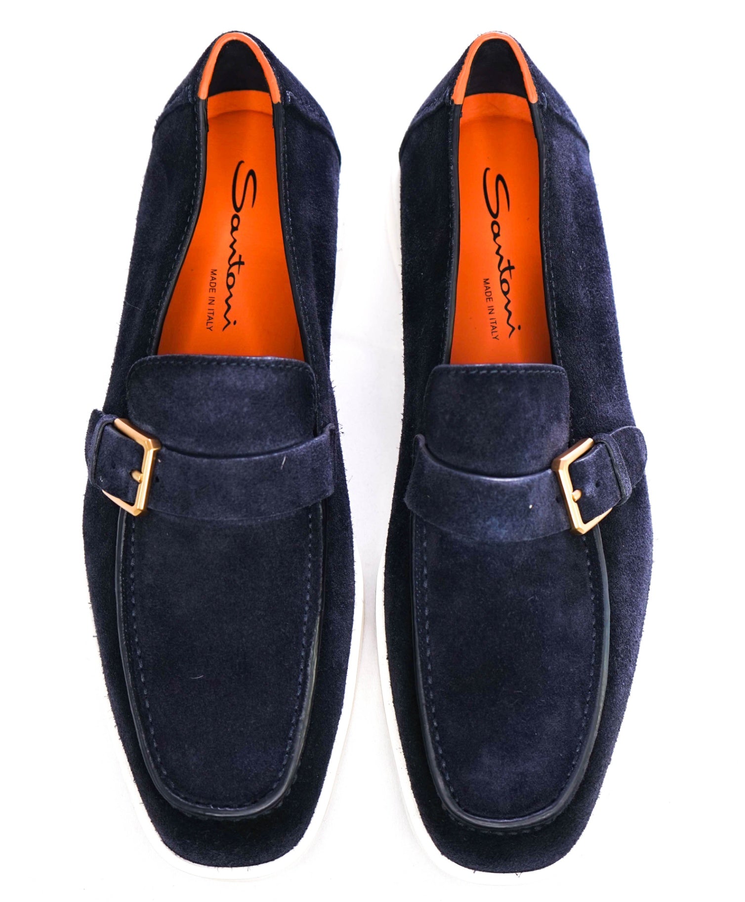 $1,060 Santoni Navy Blue Suede "SUMMER WALK" Loafer US 9 (8UK)
