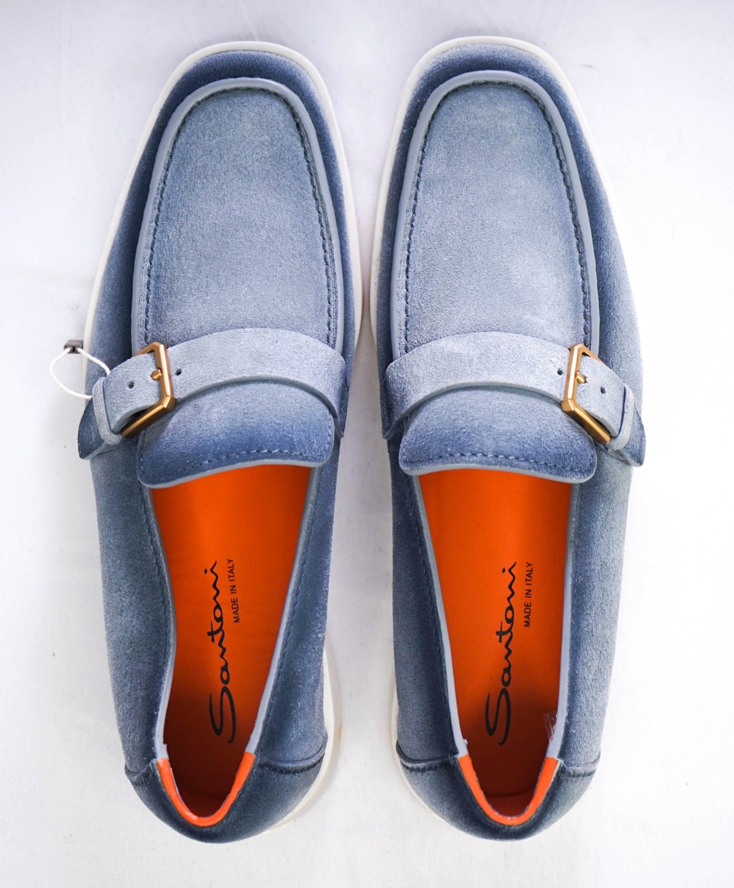 $1,060 Santoni Light Blue Suede "SUMMER WALK" Loafer US 9 (8UK) US 9.5 (UK 8.5)