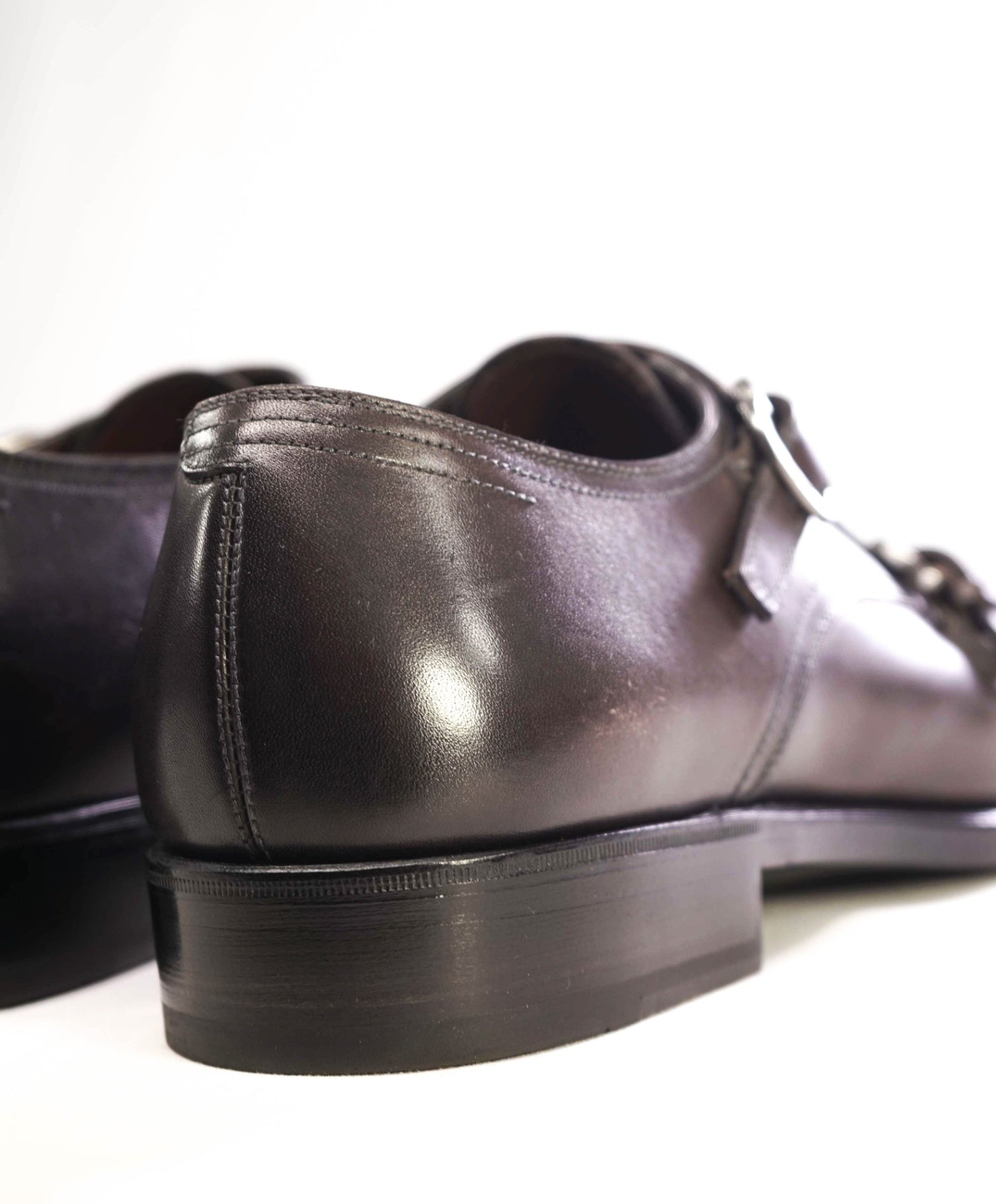 $1,295 Salvatore Ferragamo "TRAMEZZA" Stone Monk Strap Loafers 9.5 D