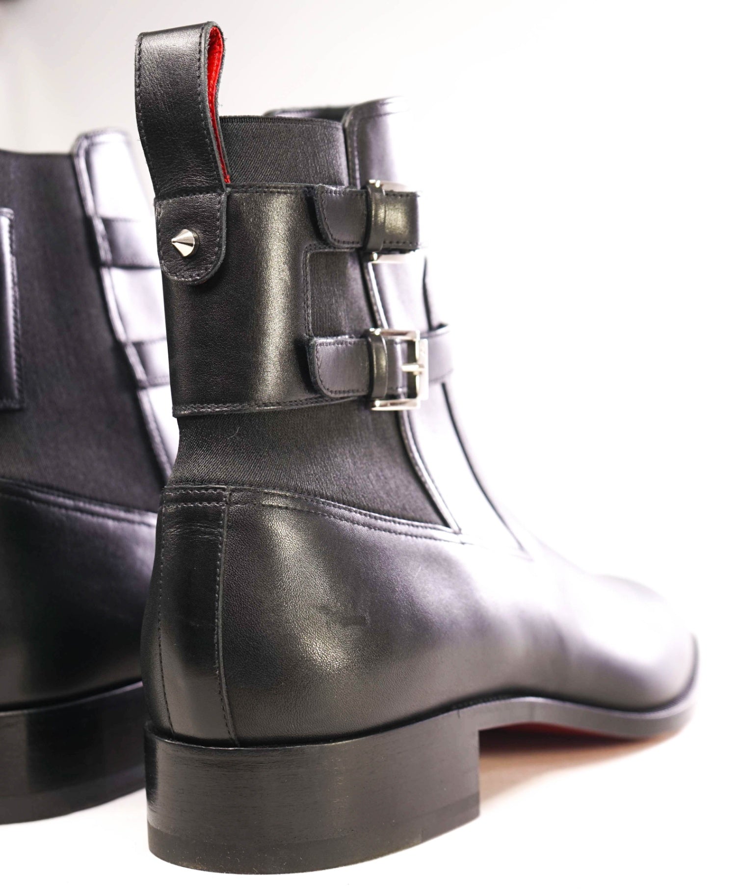 $1,445 Christian Louboutin Black Monk Strap Boots Leather US 13 (46EU)