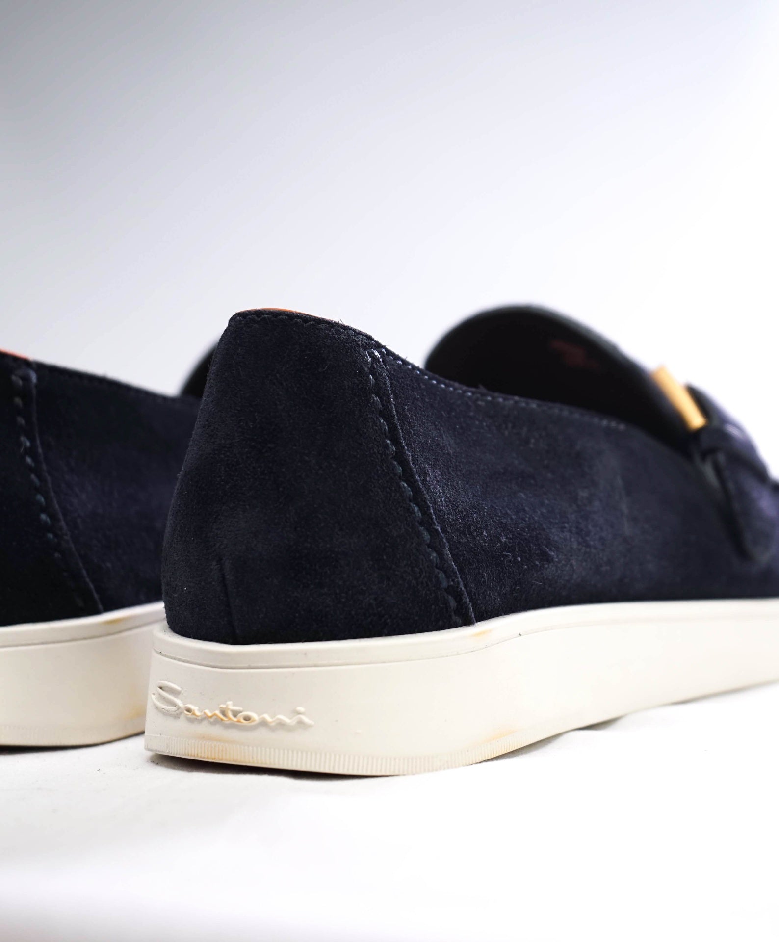 $1,060 Santoni Navy Blue Suede "SUMMER WALK" Loafer US 9 (8UK)