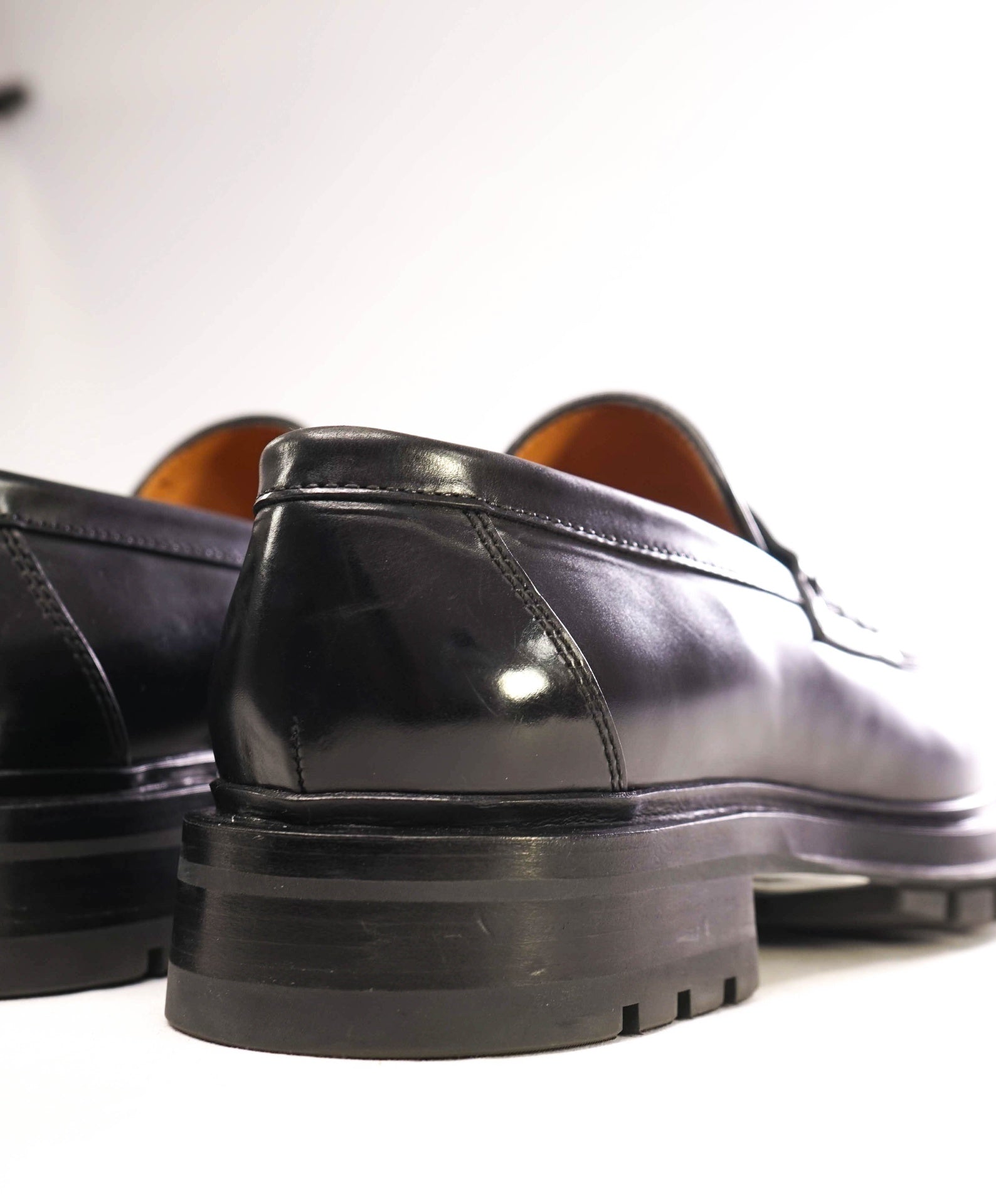 $1,295 Santoni Black LUG SOLE Penny Loafers US 13 (12UK)