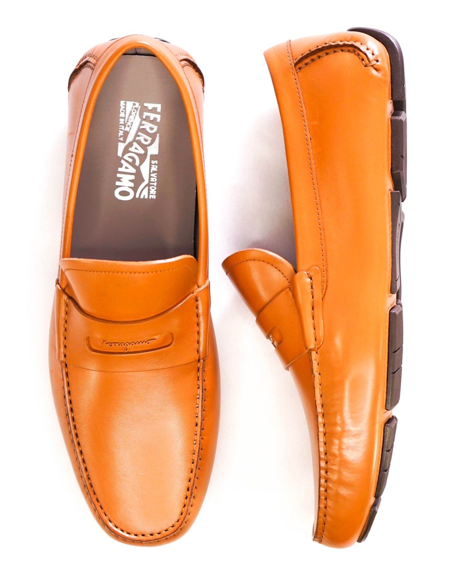 $800 Salvatore Ferragamo Light brown "Newton" Leather Loafer 10.5 E