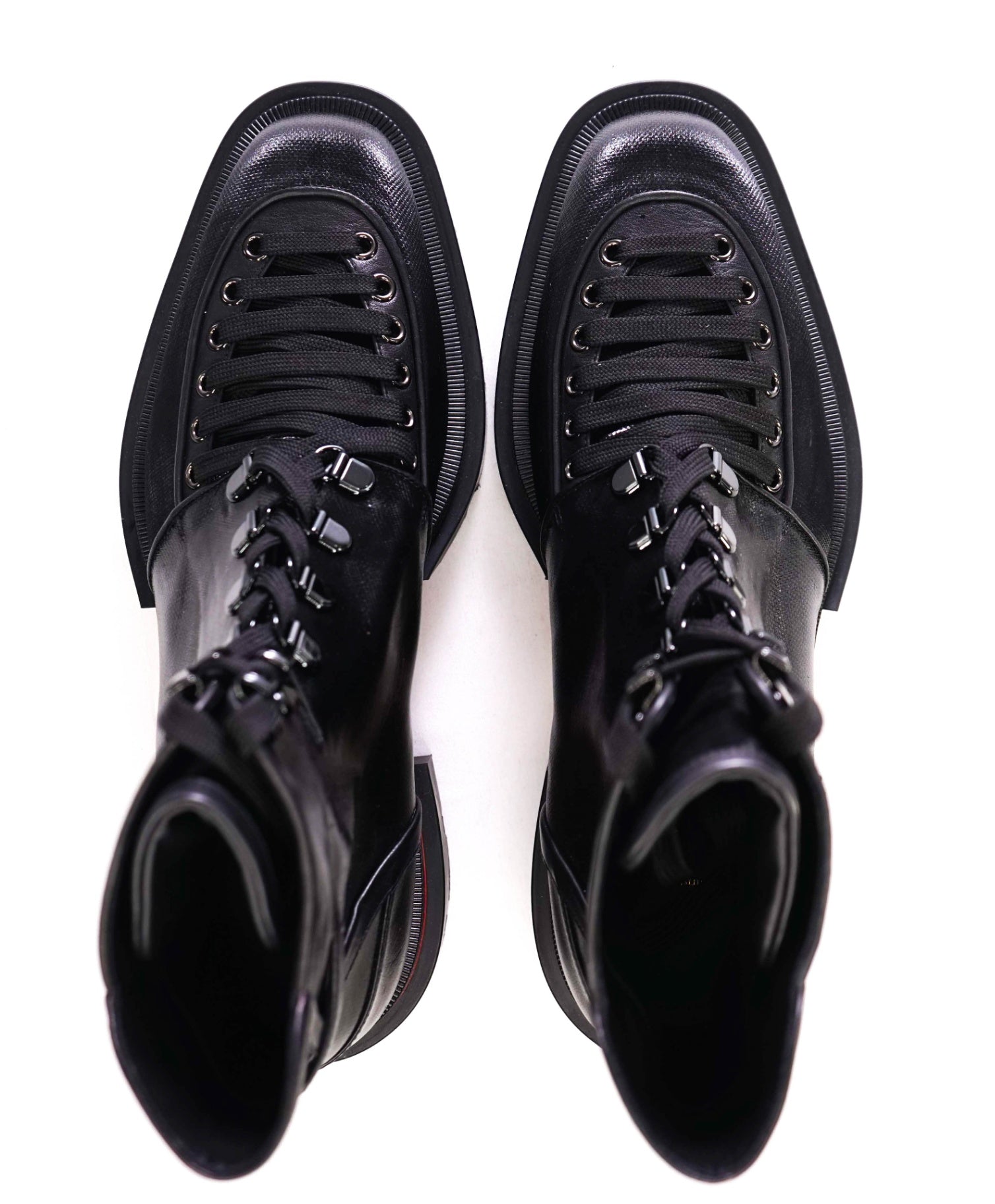 $2,030 Christian Louboutin "Macademia" Black Leather/Nylon Boot US 10.5 (43.5EU)