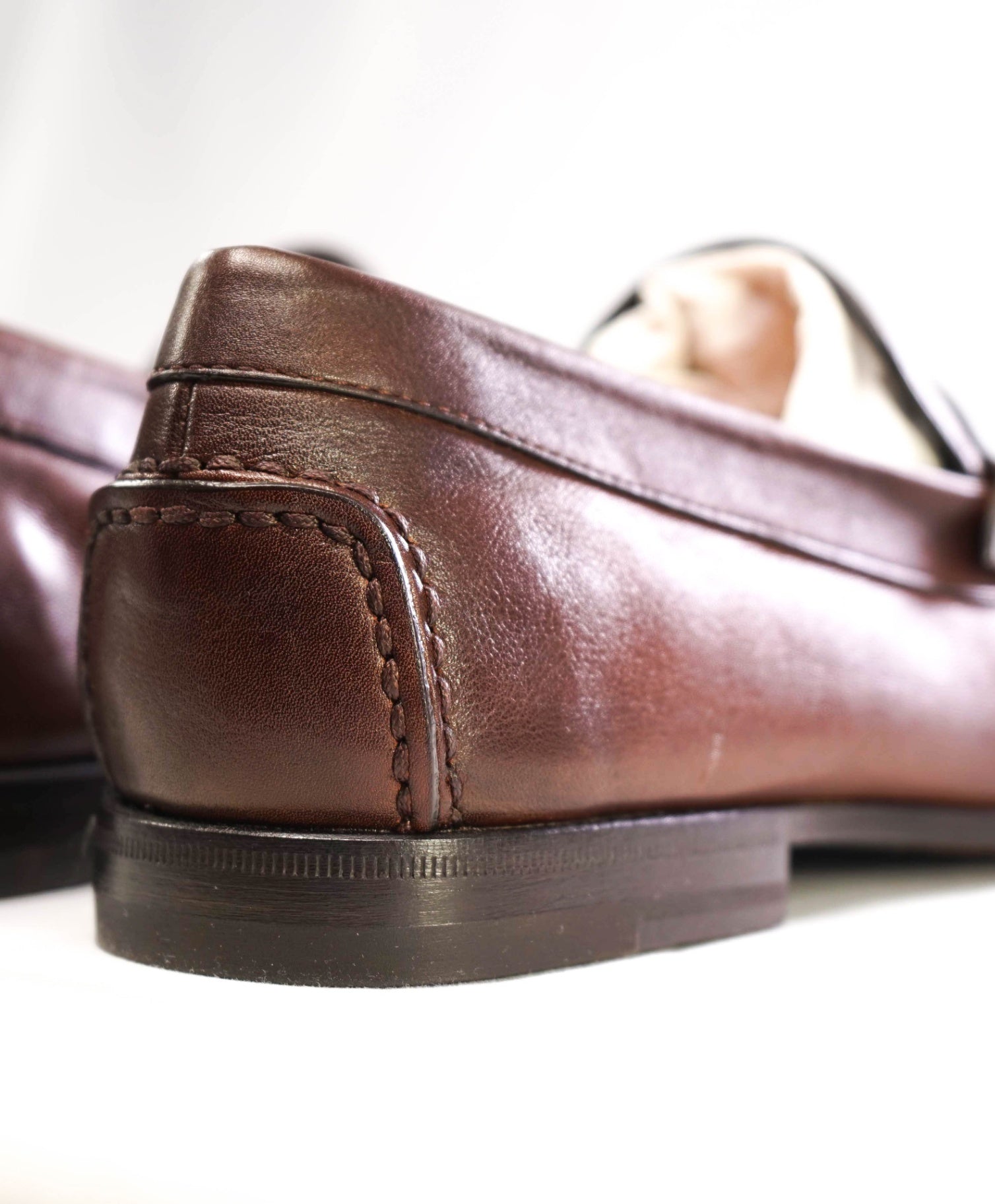 $750 Santoni "POSITANO" Brown Leather Penny Loafers US 9 D