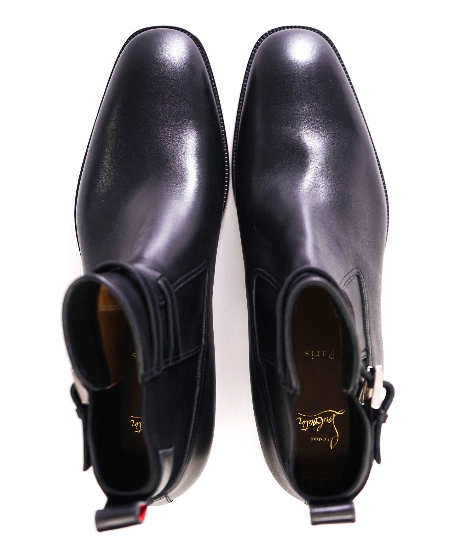 $1,445 Christian Louboutin Black Monk Strap Boots Leather US 13 (46EU)
