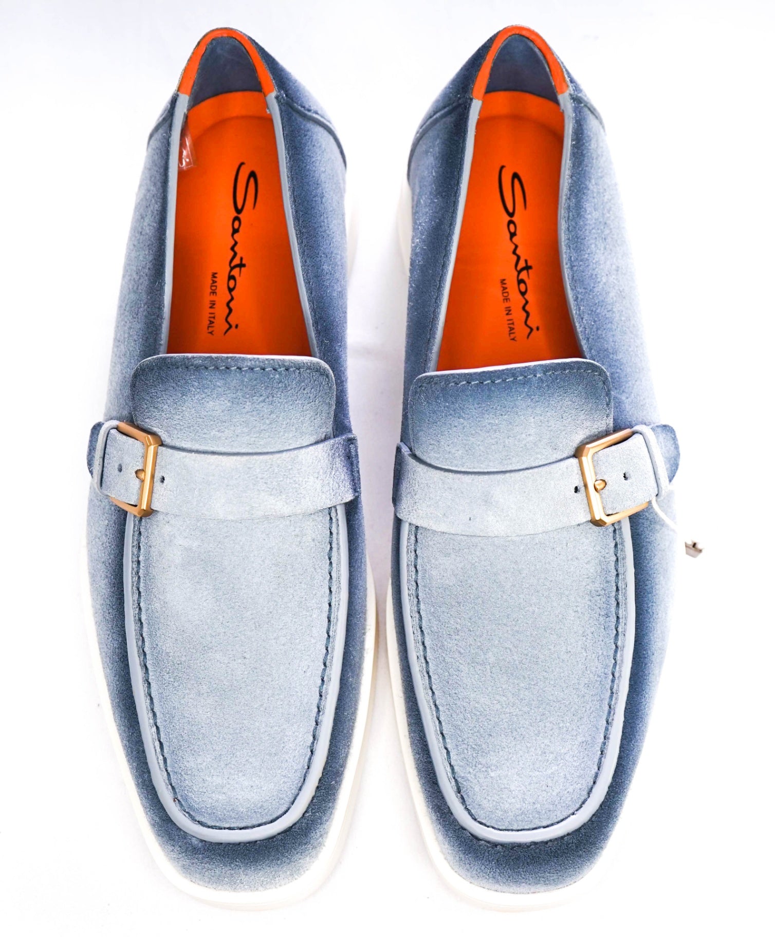 $1,060 Santoni Light Blue Suede "SUMMER WALK" Loafer US 9 (8UK) US 9.5 (UK 8.5)