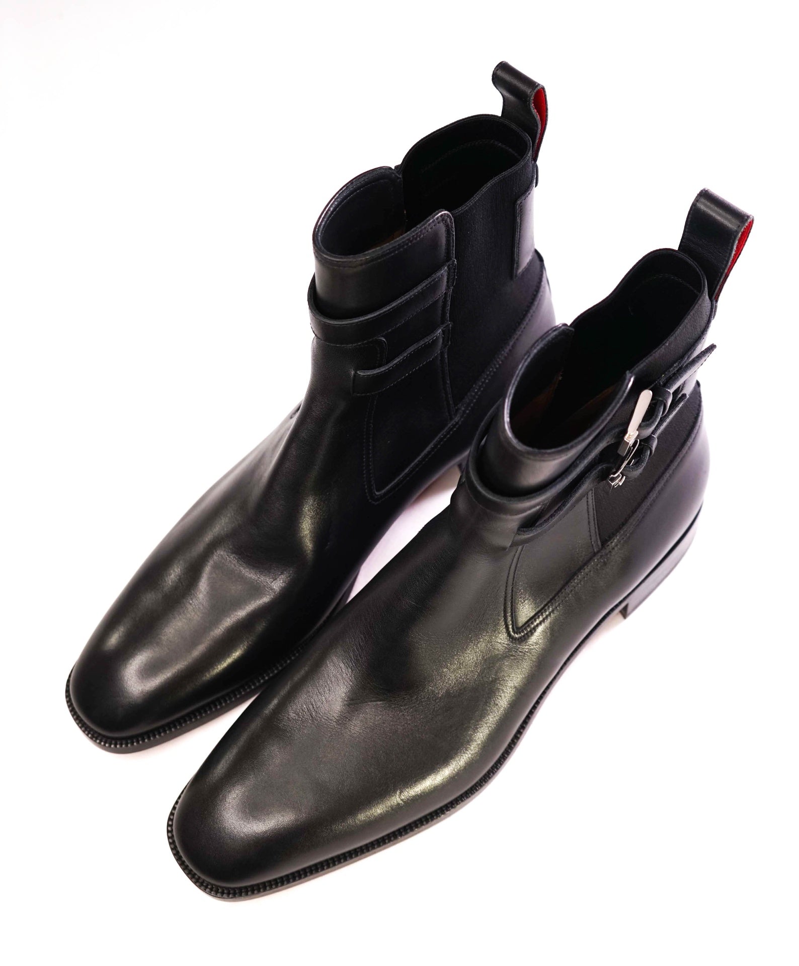 $1,445 Christian Louboutin Black Monk Strap Boots Leather US 13 (46EU)