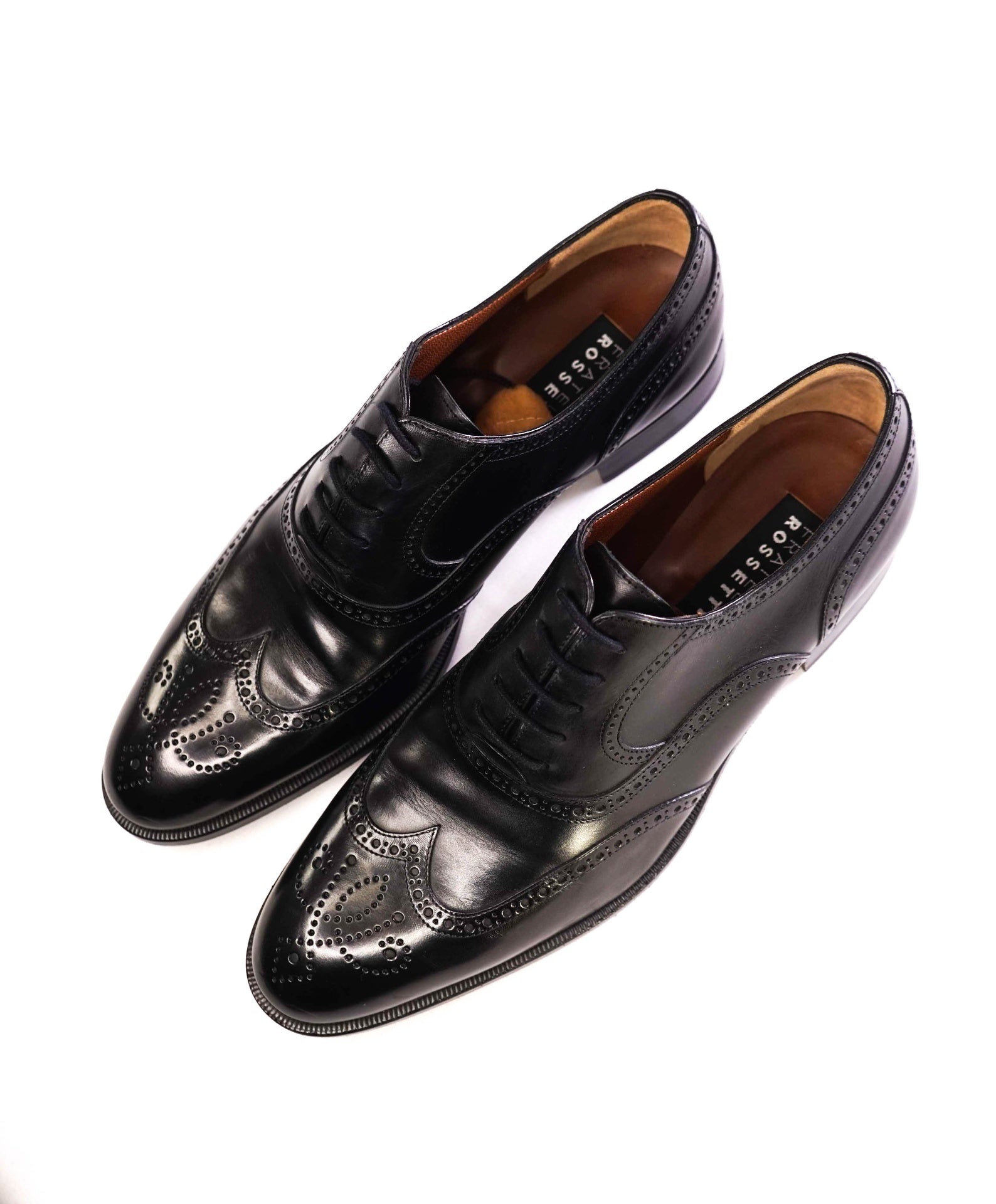 $700 FRATELLI ROSSETTI Black Oxfords Leather Brogues 8.5 US (7.5 UK)