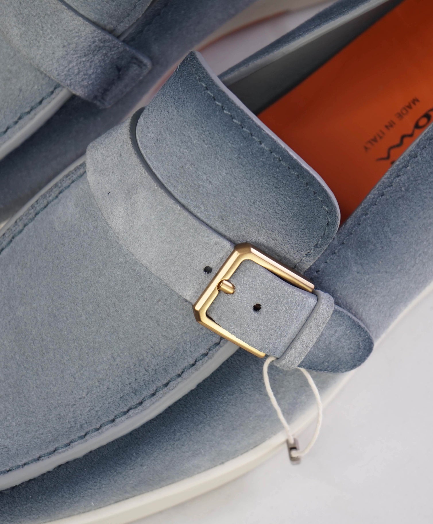 $1,060 Santoni Light Blue Suede "SUMMER WALK" Loafer US 9 (8UK) US 9.5 (UK 8.5)