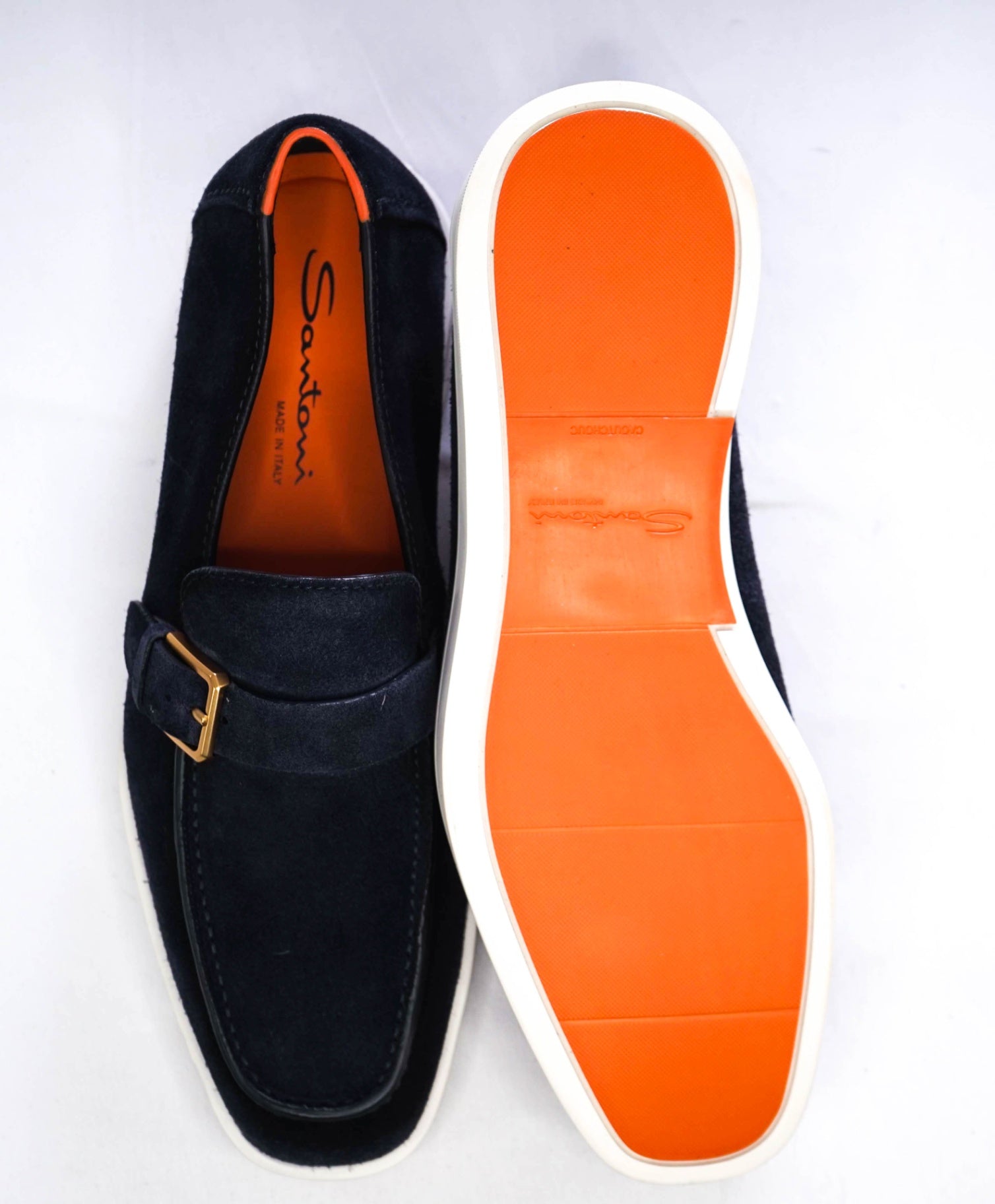 $1,060 Santoni Navy Blue Suede "SUMMER WALK" Loafer US 9 (8UK)
