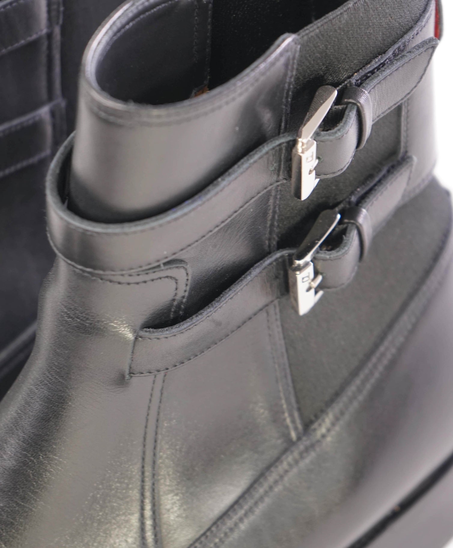 $1,445 Christian Louboutin Black Monk Strap Boots Leather US 13 (46EU)