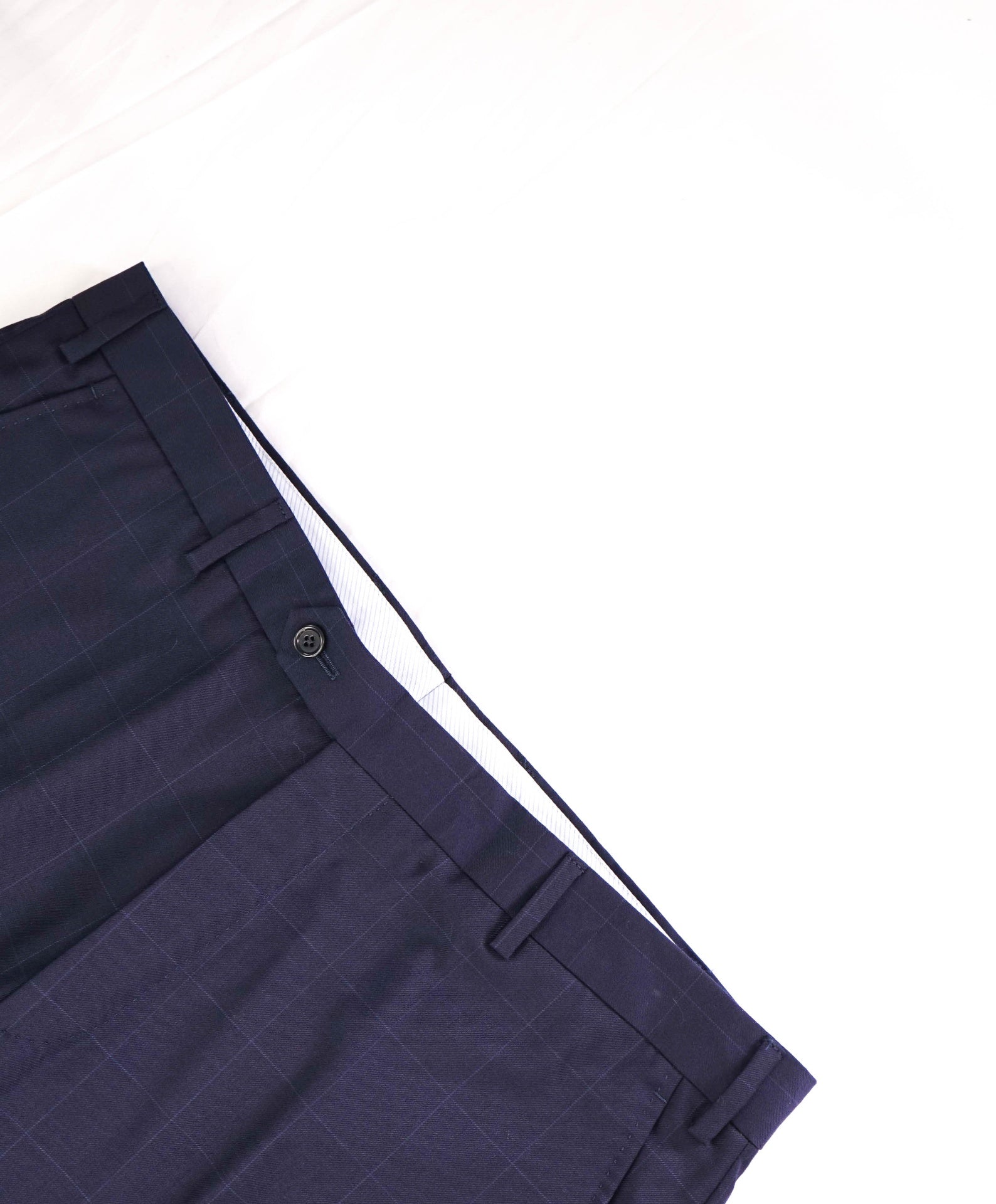 $400 Saks Fifth Avenue Navy Window pane Wool Pants 38W