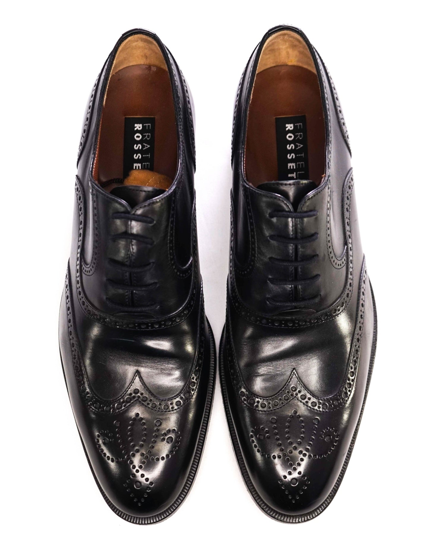 $700 FRATELLI ROSSETTI Black Oxfords Leather Brogues 8.5 US (7.5 UK)