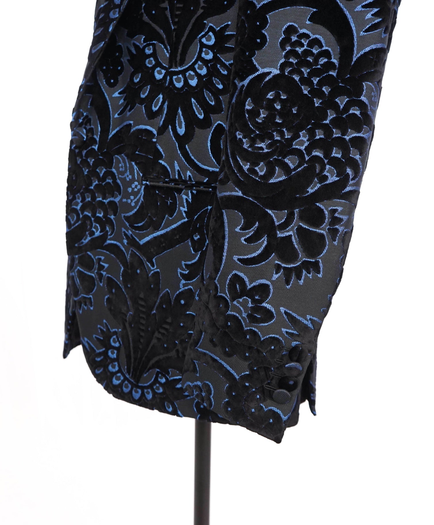 $2,695 ETRO Jaquard Black/Blue Floral Tuxedo Jacket Blazer 42