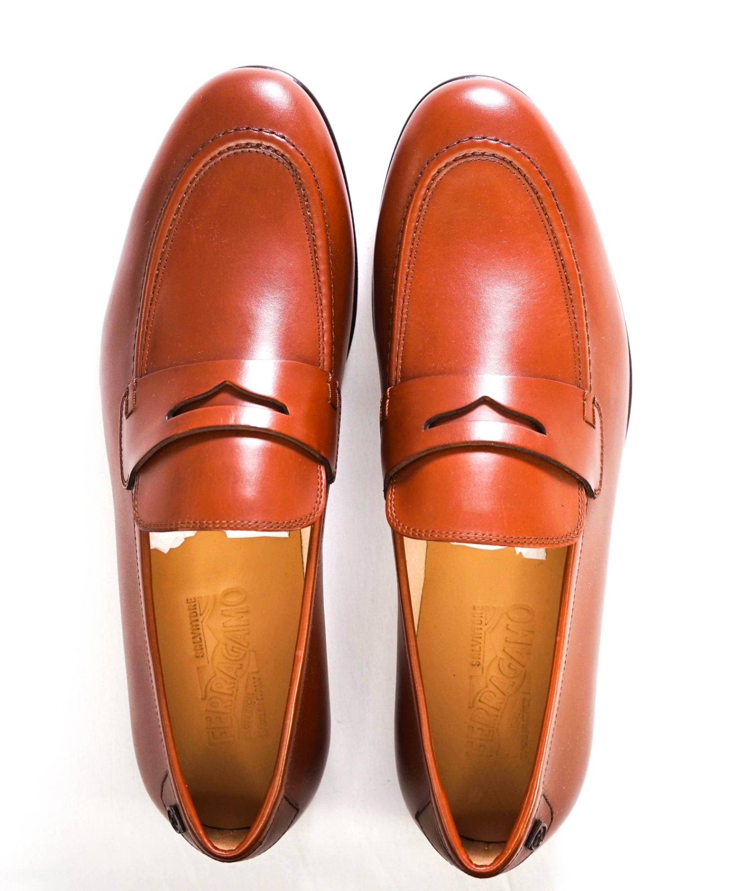 $895 SALVATORE FERRAGAMO - “GOYA" Brown Gancini Loafers 10 EE