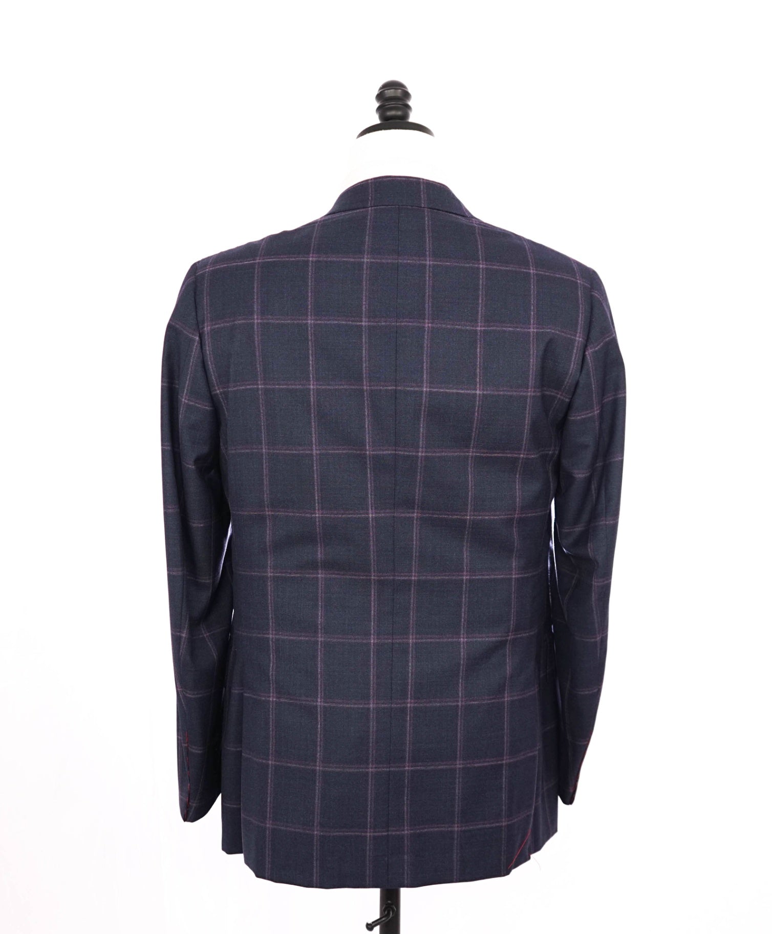 $5,750 ISAIA Navy/Pink Window Pane Check Wool Suit 38R