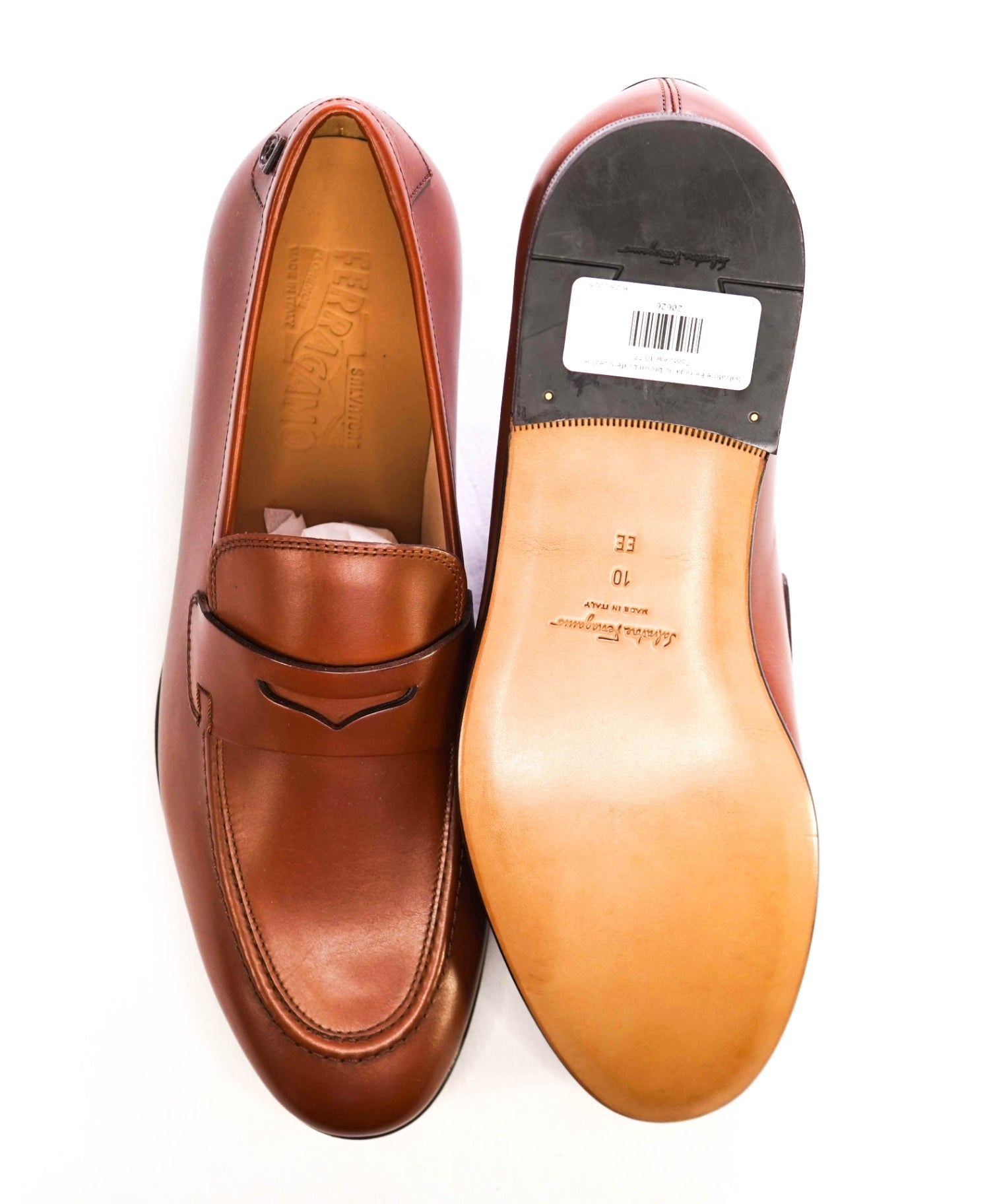 $895 SALVATORE FERRAGAMO - “GOYA" Brown Gancini Loafers 10 EE