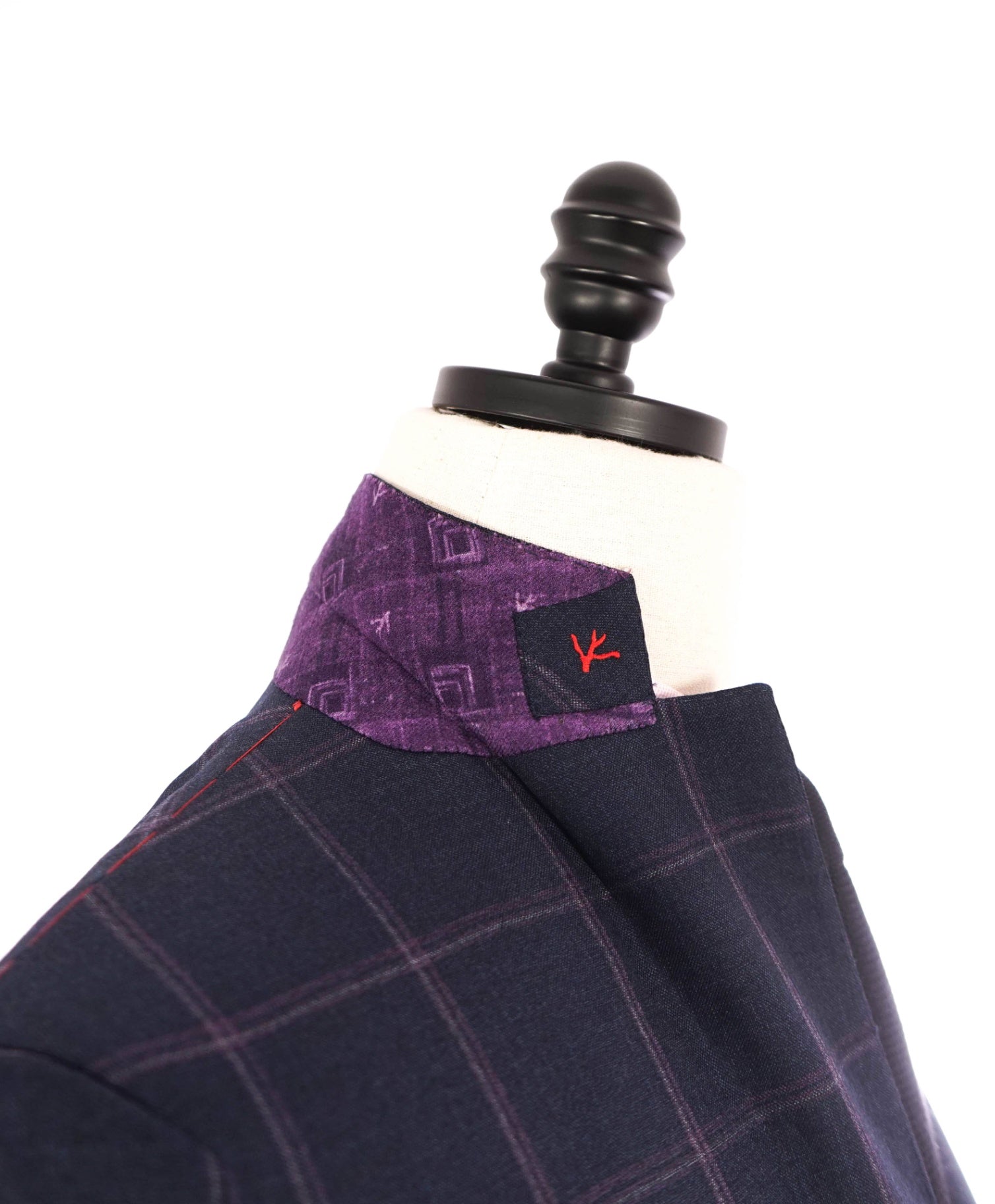 $5,750 ISAIA Navy/Pink Window Pane Check Wool Suit 38R
