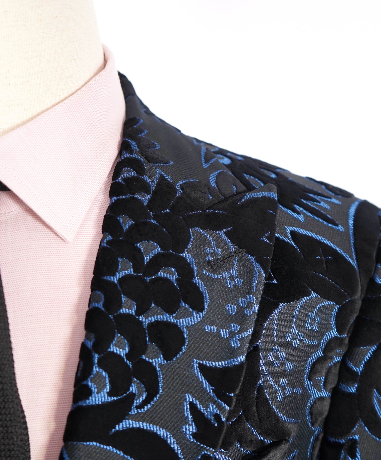 $2,695 ETRO Jaquard Black/Blue Floral Tuxedo Jacket Blazer 42
