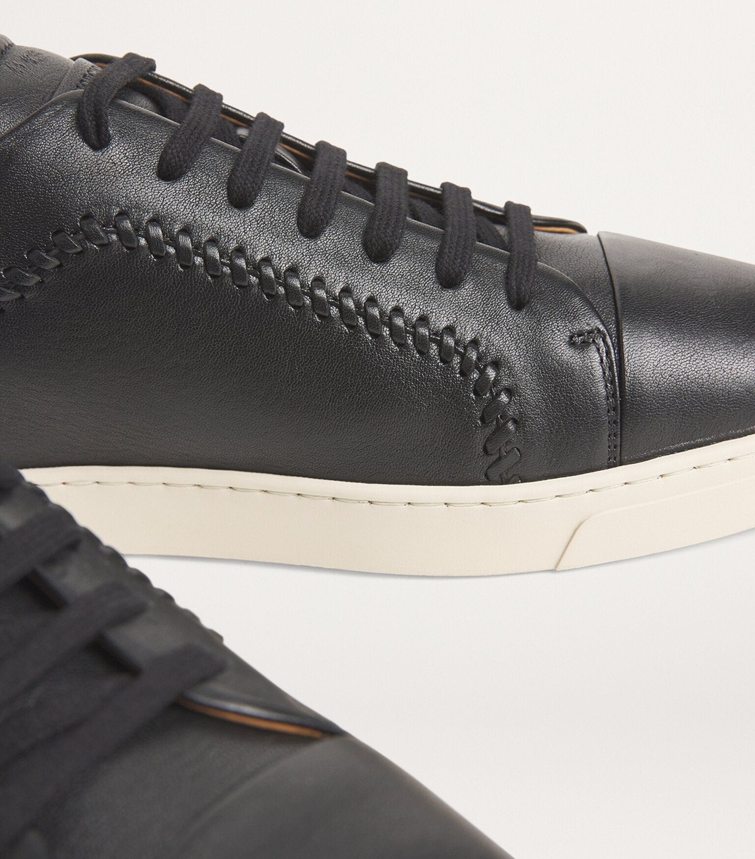 $1,050 Giorgio Armani Black Braided Leather Sneakers 8 US (7 UK)