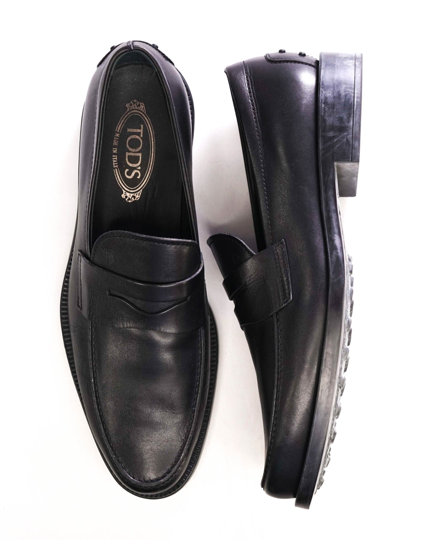 $825 TOD’S - “Boston” Black Leather Penny Loafers US 12.5 (11.5UK)