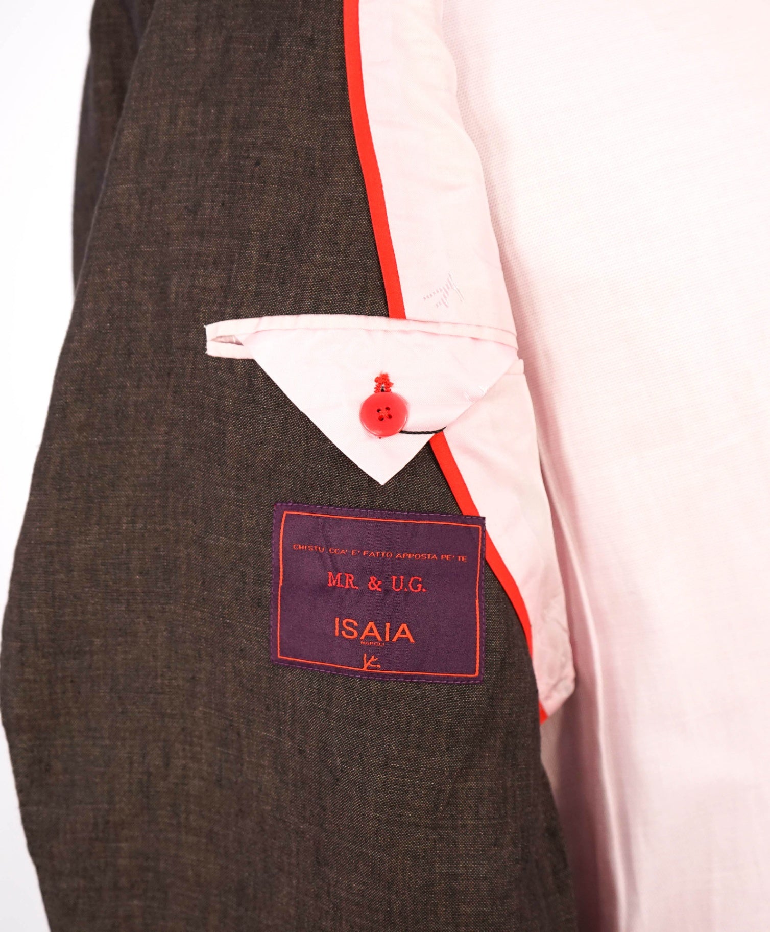 $5,750 ISAIA Brown Linen SIDE TAB NAPOLI Custom 1/1 - 38R