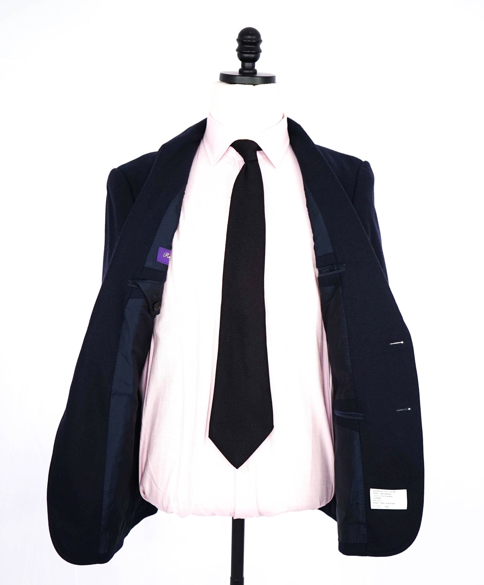 $2,895 Ralph Lauren Purple Label Navy Flannel Wool Blazer 38R