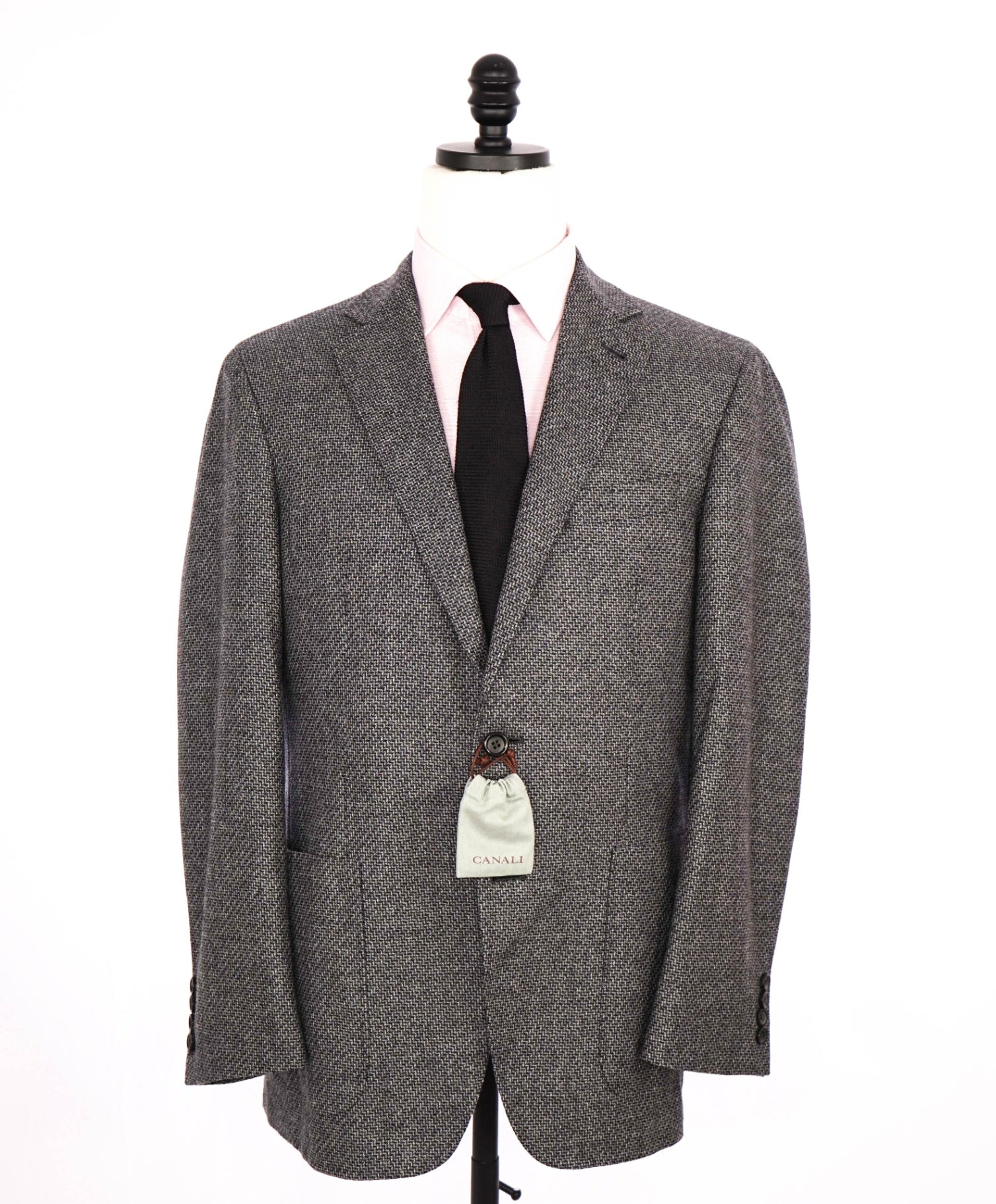 $1,495 Canali Grey/Blue Wool "KEI" Textured Blazer 40R