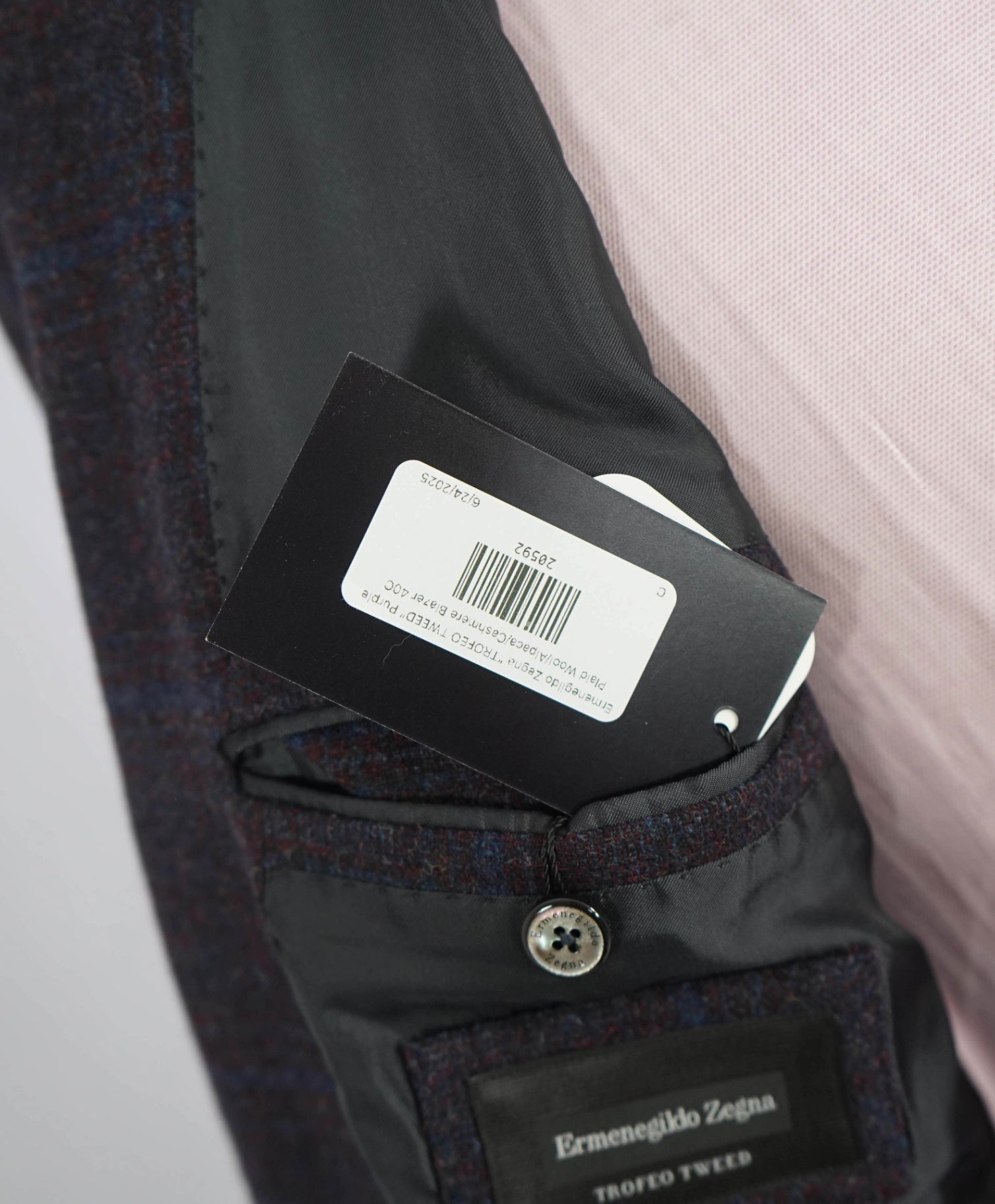 $3,890 Ermenegildo Zegna "TROFEO TWEED" Purple Plaid Wool/Alpaca/Cashmere Blazer 40C