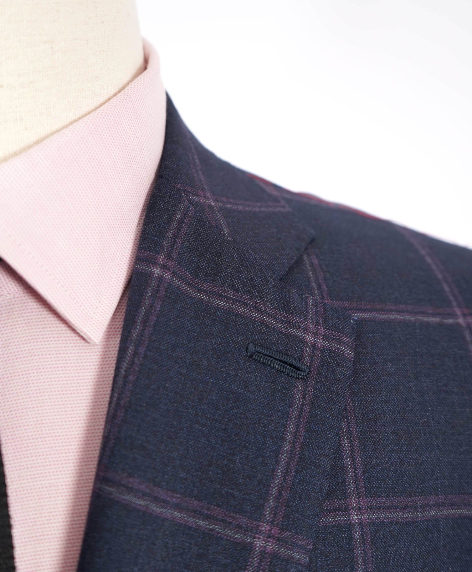 $5,750 ISAIA Navy/Pink Window Pane Check Wool Suit 38R