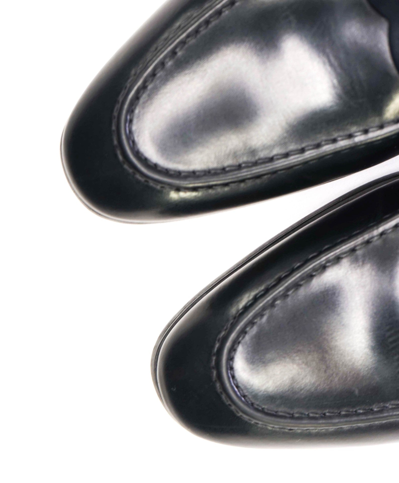$800 Santoni Black Penny Loafers Leather Footwear US 7.5