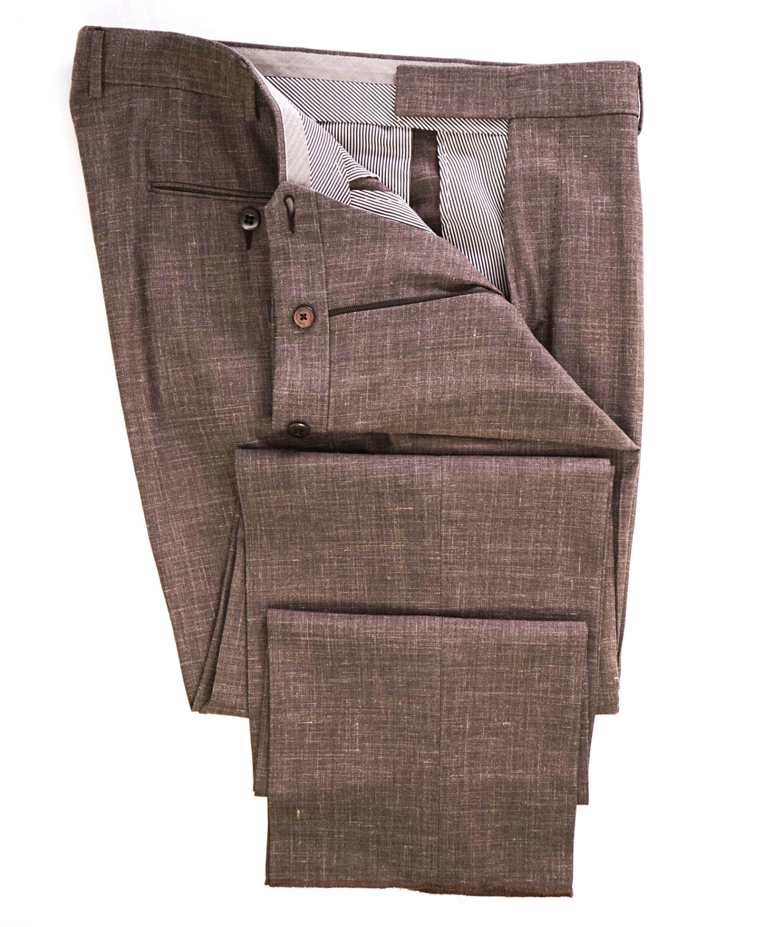 $895 Ermenegildo Zegna Brown "Crossover" Wool/Silk/Linen Pants 36W