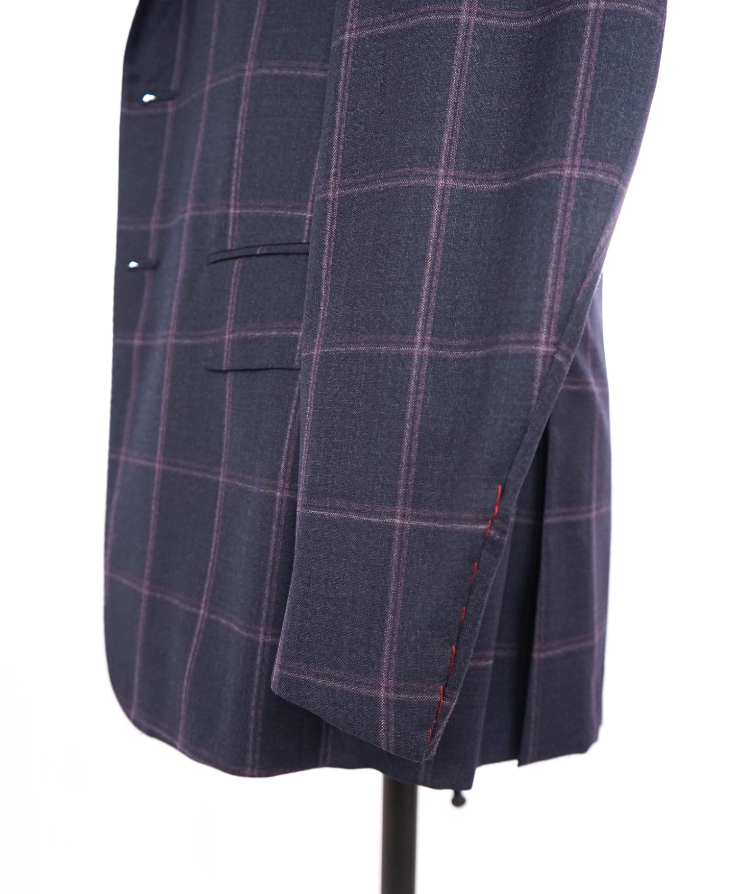 $5,750 ISAIA Navy/Pink Window Pane Check Wool Suit 38R