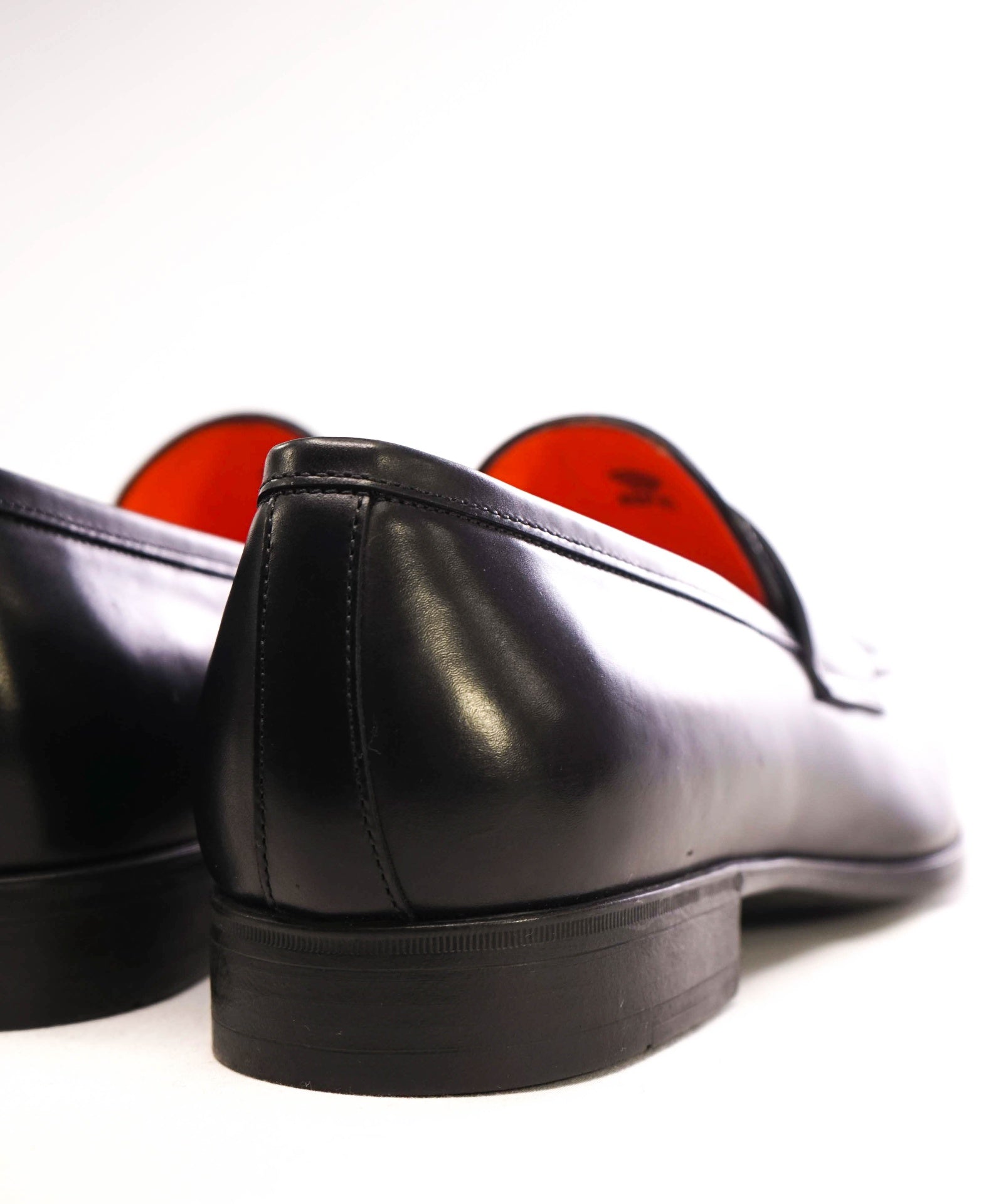 $800 Santoni Black Penny Loafers Leather Footwear US 7.5