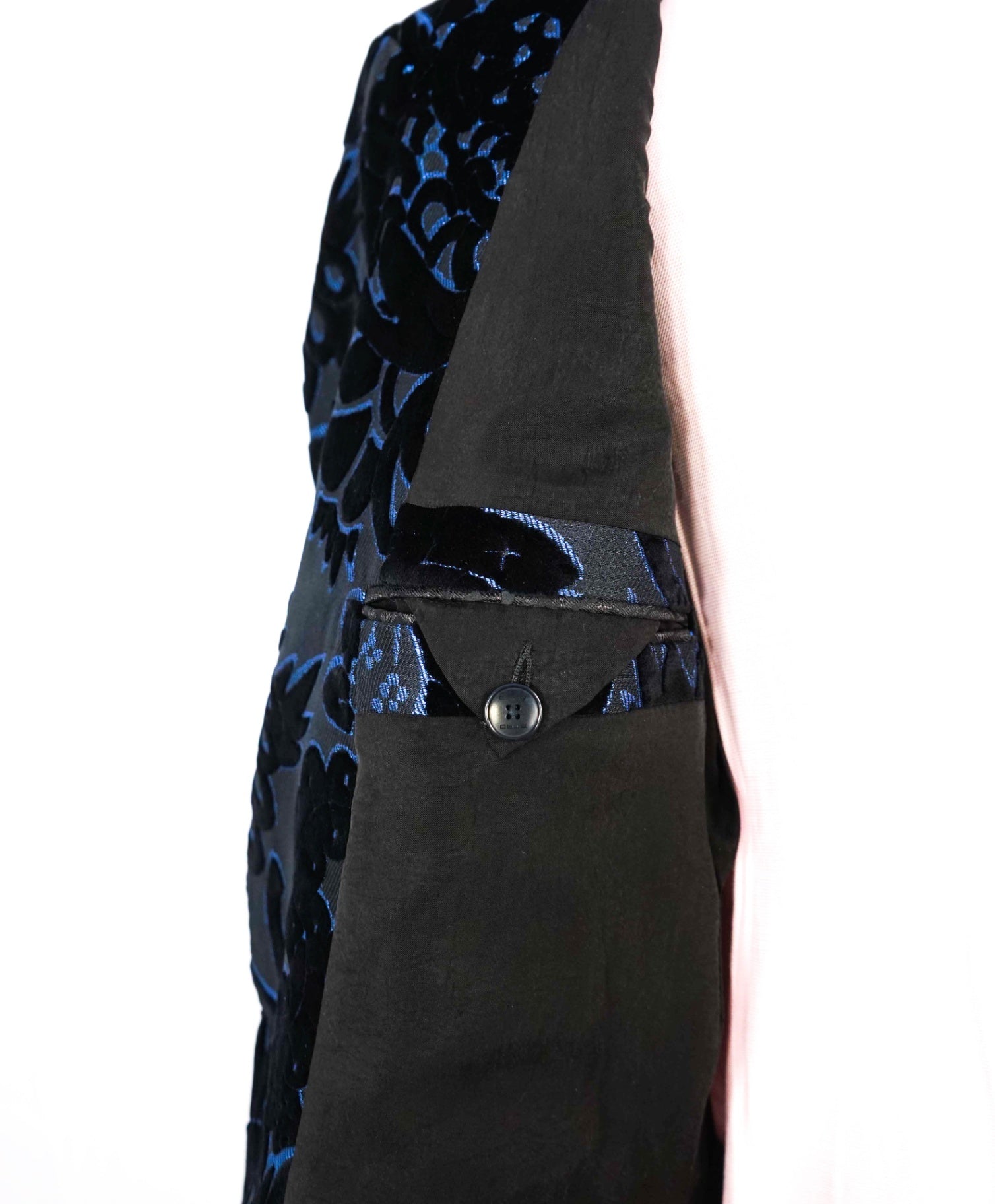 $2,695 ETRO Jaquard Black/Blue Floral Tuxedo Jacket Blazer 42