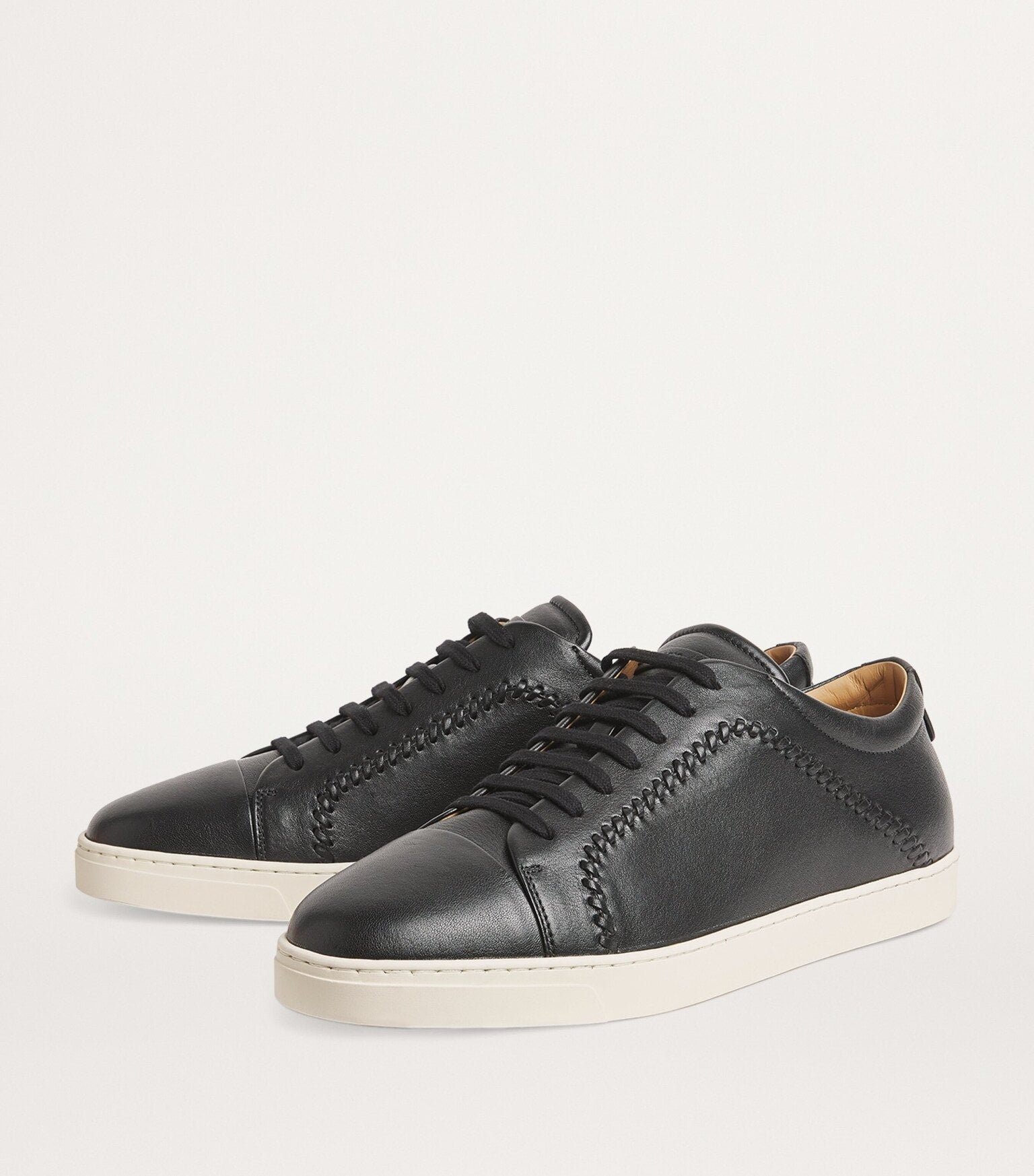 $1,050 Giorgio Armani Black Braided Leather Sneakers 8 US (7 UK)