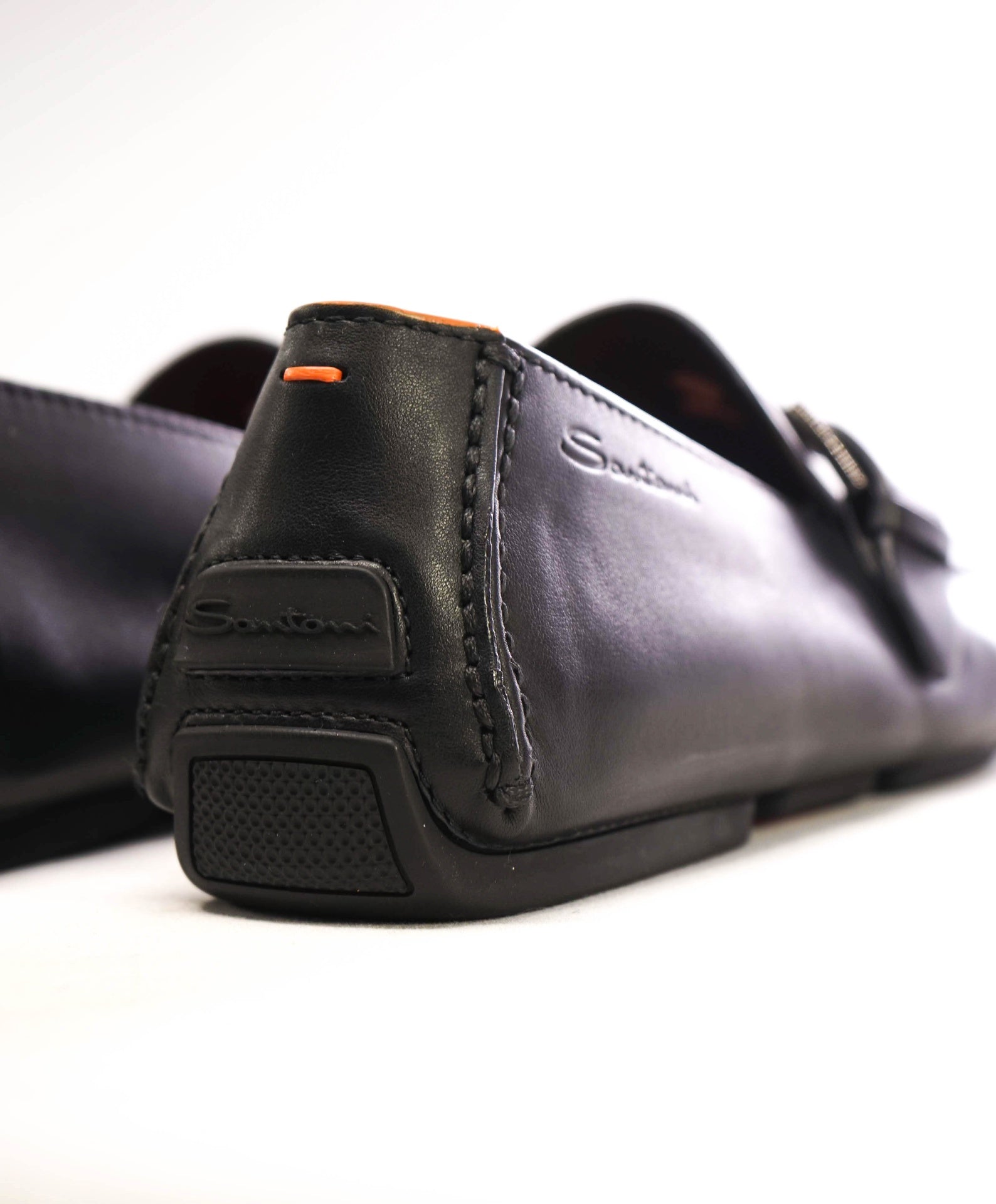 $750 SANTONI - Black Leather DOUBLE MONK Slip-On Loafers US 8 (7UK)