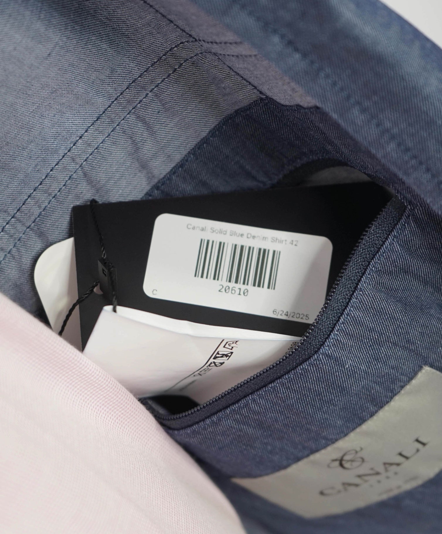 $1,550 Canali Safari Style Solid Blue Denim Jacket Blazer 42