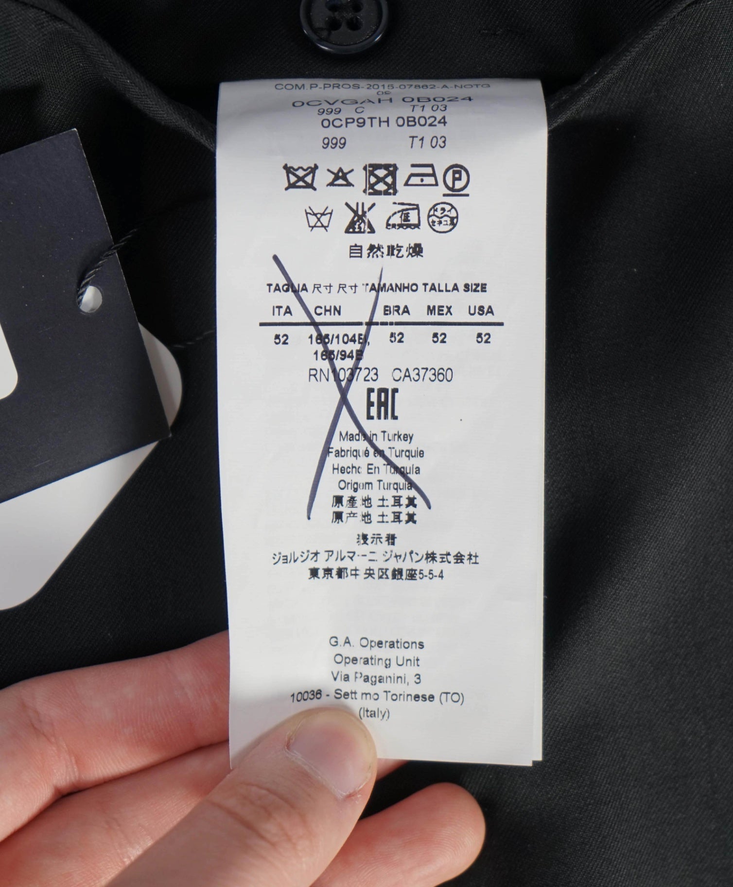 $595 ARMANI COLLEZIONI - Black Flat Front Tuxedo Dinner Pants - 35W