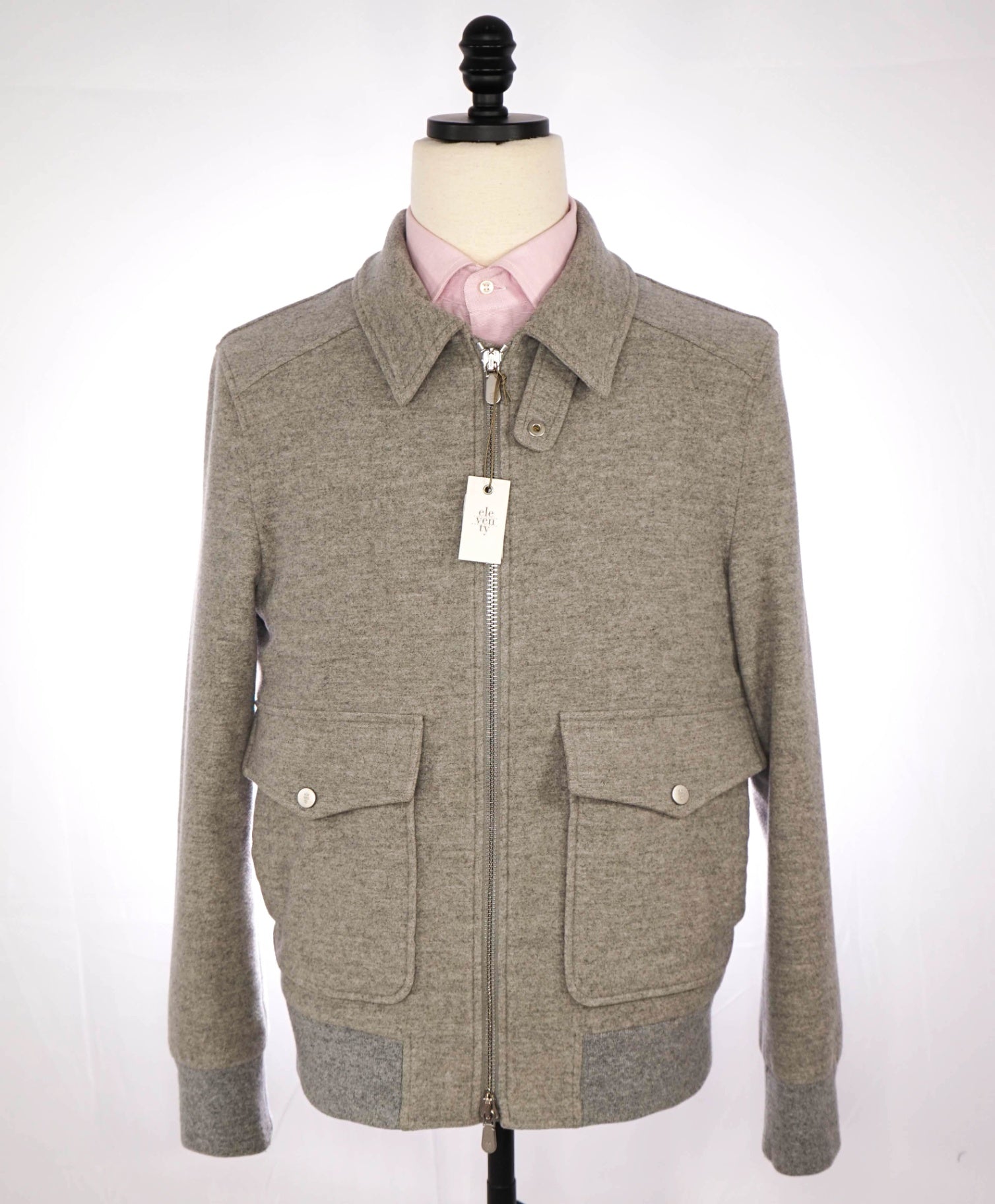 $995 Eleventy Grey ZEGNA Wool/Cashmere Bomber Jacket 40R (M)