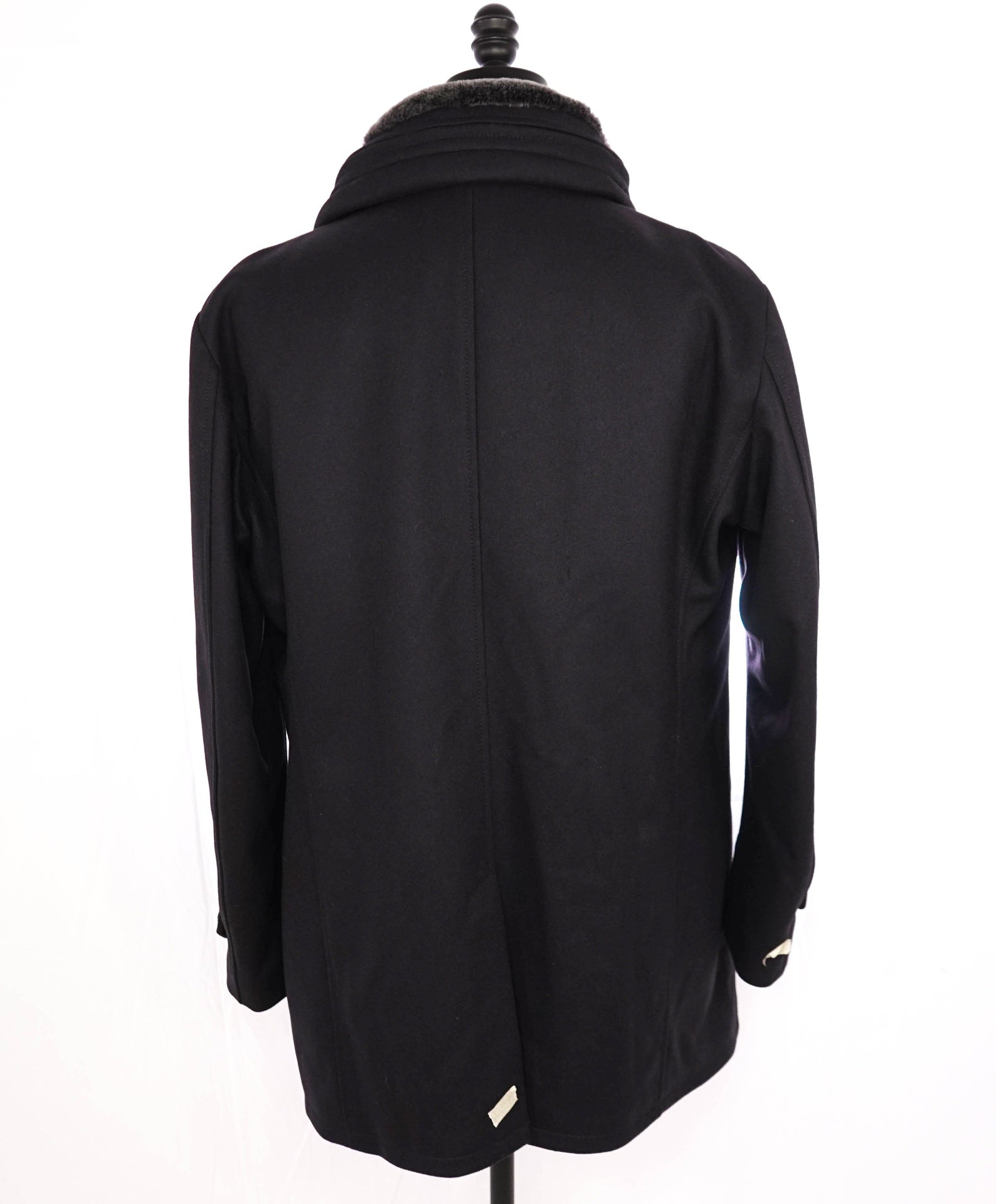 $1,895 Armani Collezioni Navy Water Repellent FUR Wool/Cashmere Coat 42R