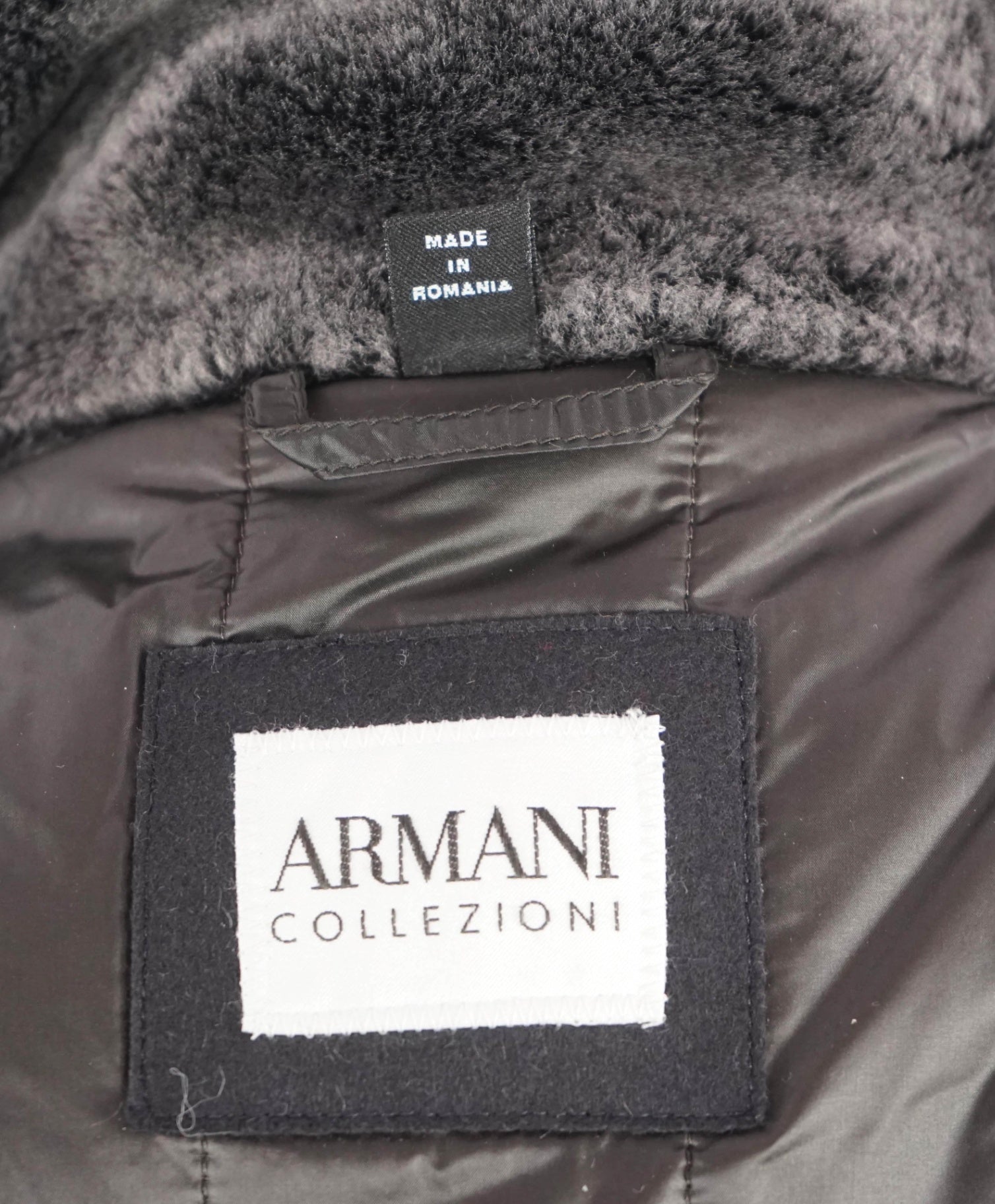 $1,895 Armani Collezioni Navy Water Repellent FUR Wool/Cashmere Coat 42R