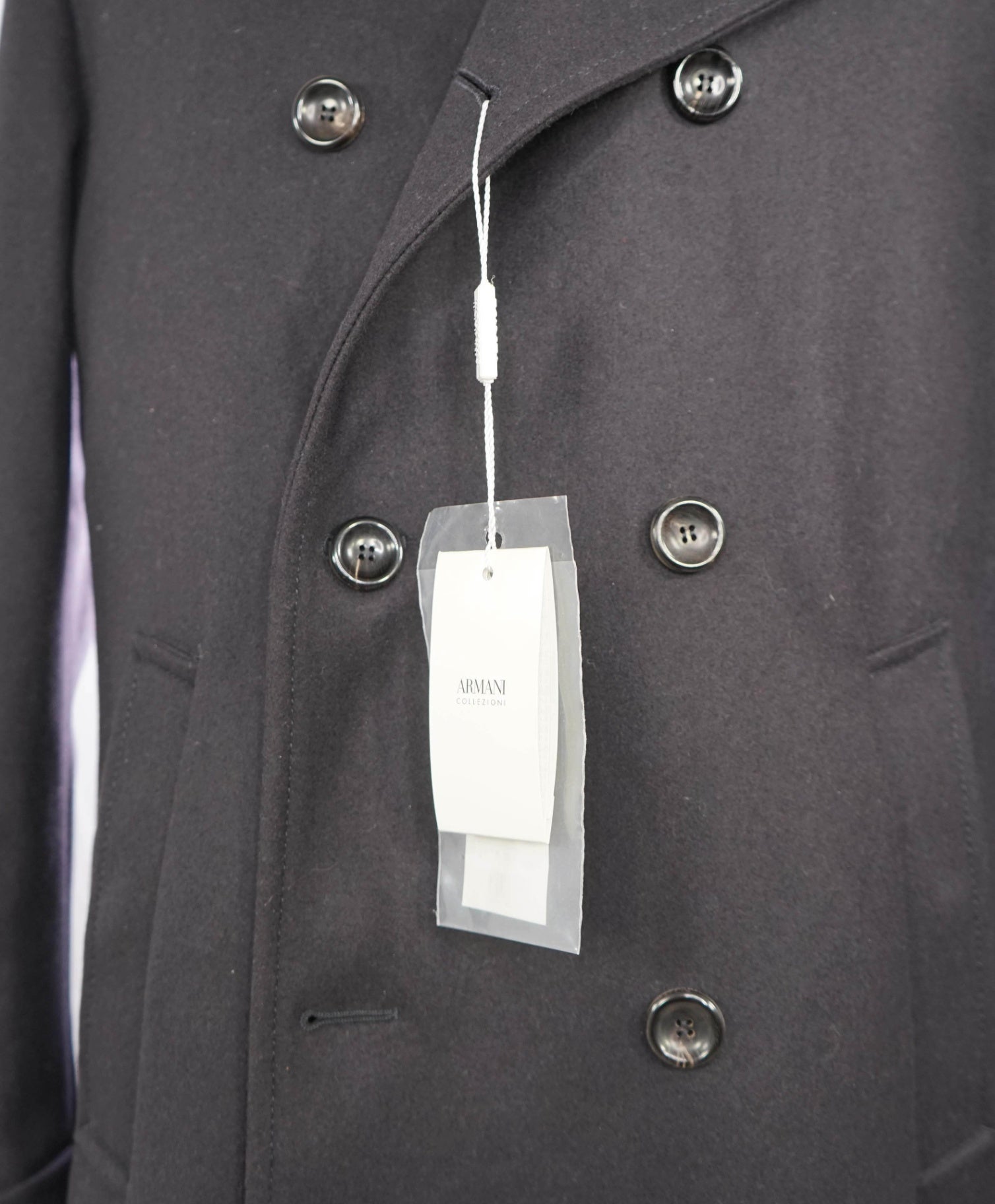 $1,895 Armani Collezioni Navy Water Repellent FUR Wool/Cashmere Coat 42R