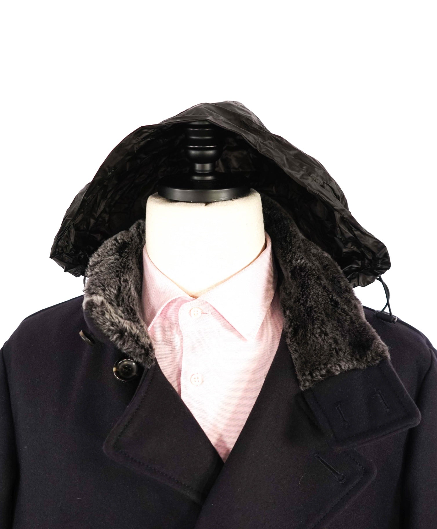 $1,895 Armani Collezioni Navy Water Repellent FUR Wool/Cashmere Coat 42R