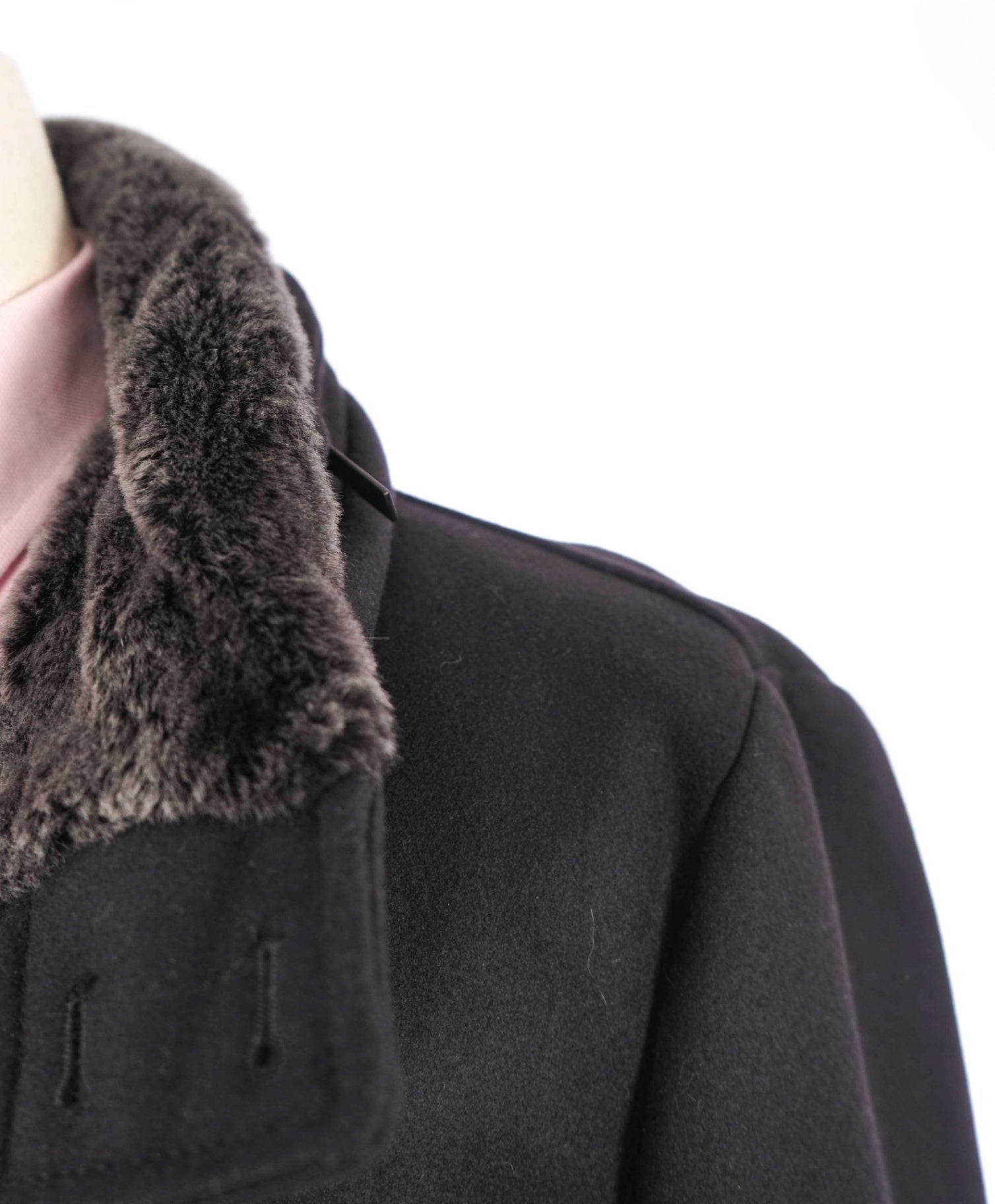 $1,895 Armani Collezioni Navy Water Repellent FUR Wool/Cashmere Coat 42R