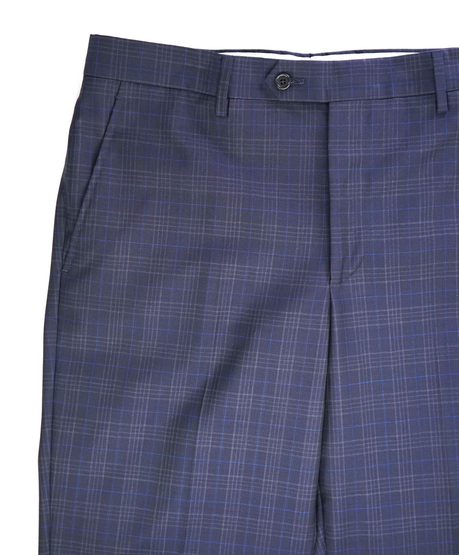 $400 Saks Fifth Avenue Navy Blue Plaid Wool Pants 34W