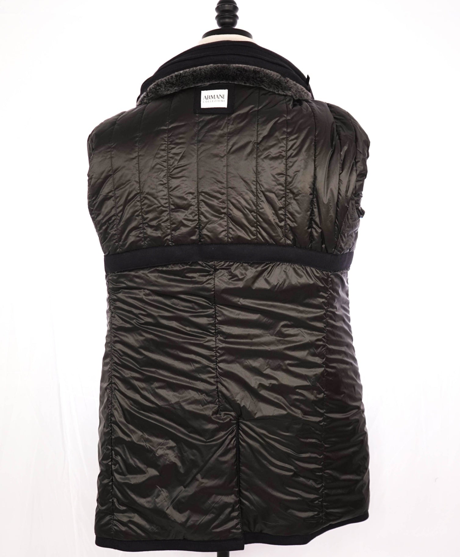 $1,895 Armani Collezioni Navy Water Repellent FUR Wool/Cashmere Coat 42R