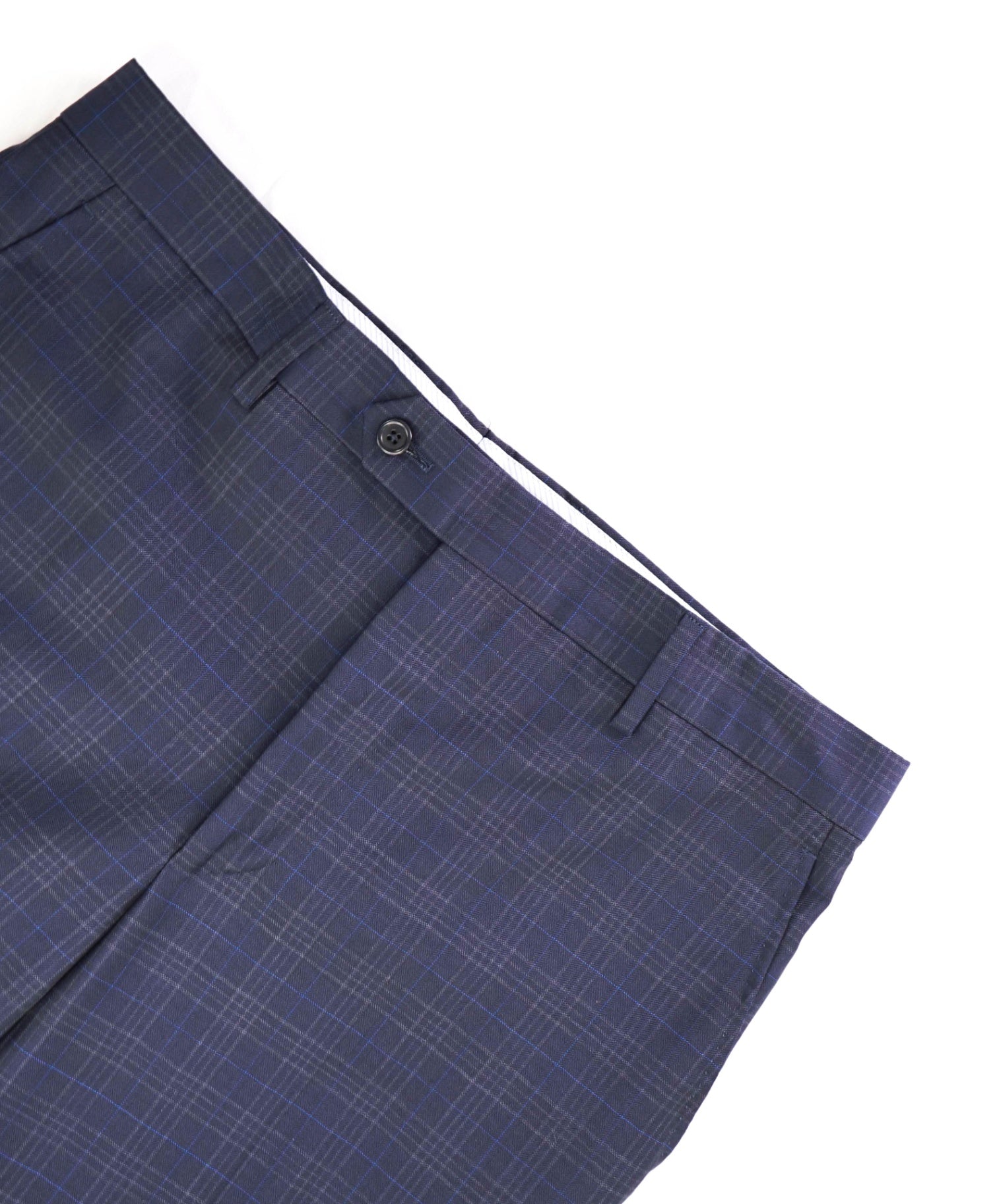 $400 Saks Fifth Avenue Navy Blue Plaid Wool Pants 34W