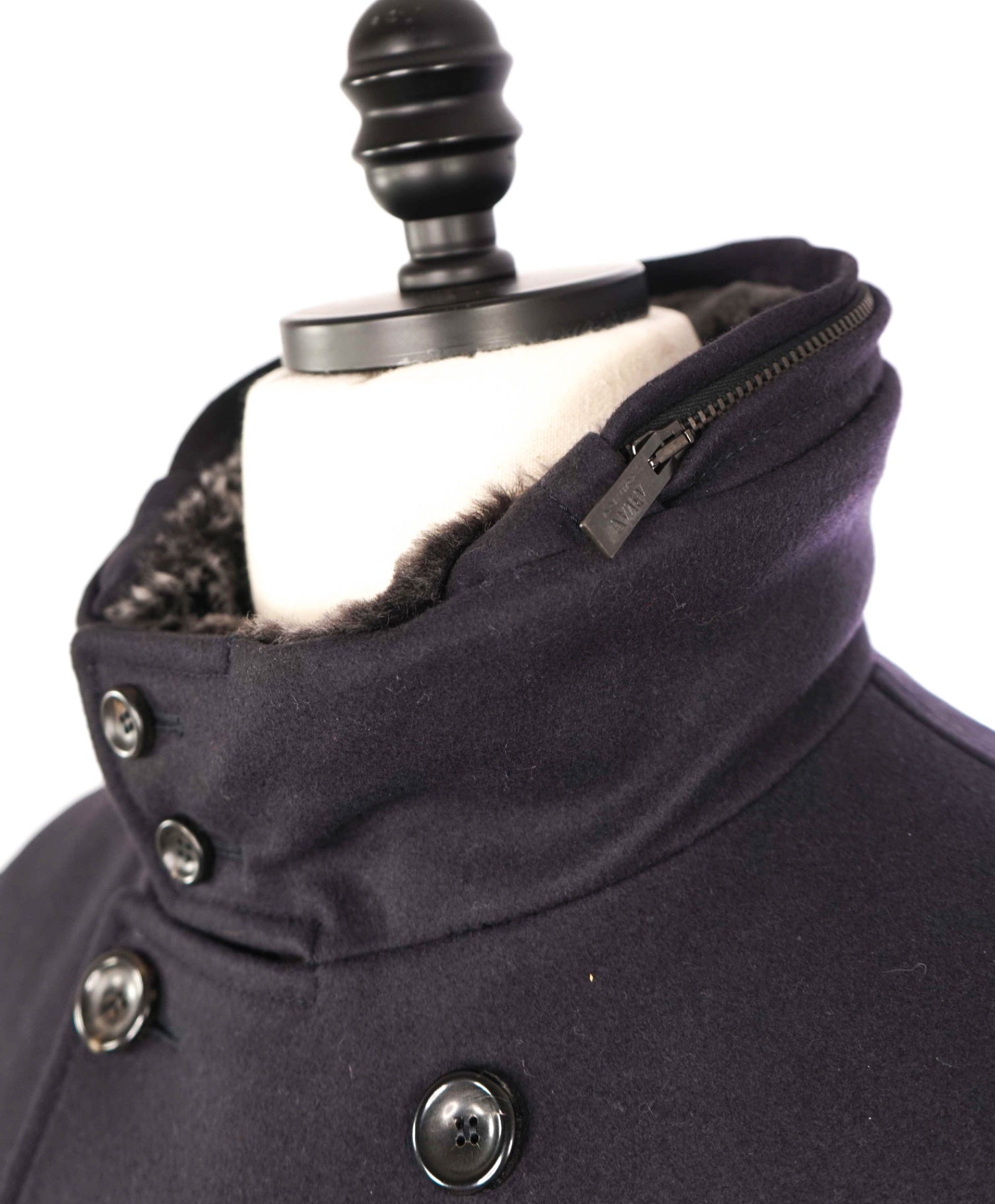 $1,895 Armani Collezioni Navy Water Repellent FUR Wool/Cashmere Coat 42R